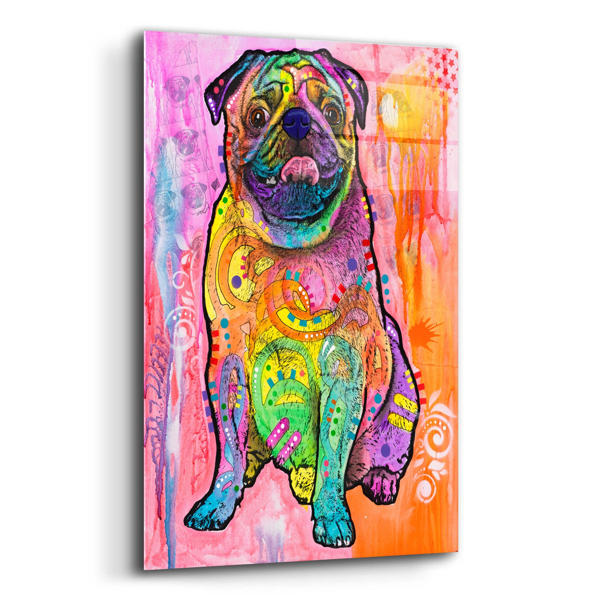 Epic Art 'Pugs & Kisses' by Dean Russo, Acrylic Glass Wall Art,12x16