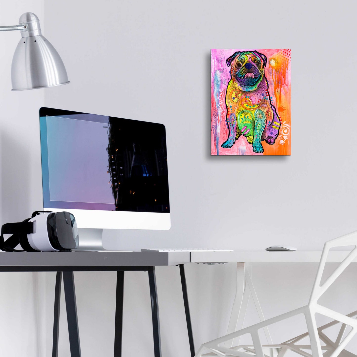 Epic Art 'Pugs & Kisses' by Dean Russo, Acrylic Glass Wall Art,12x16