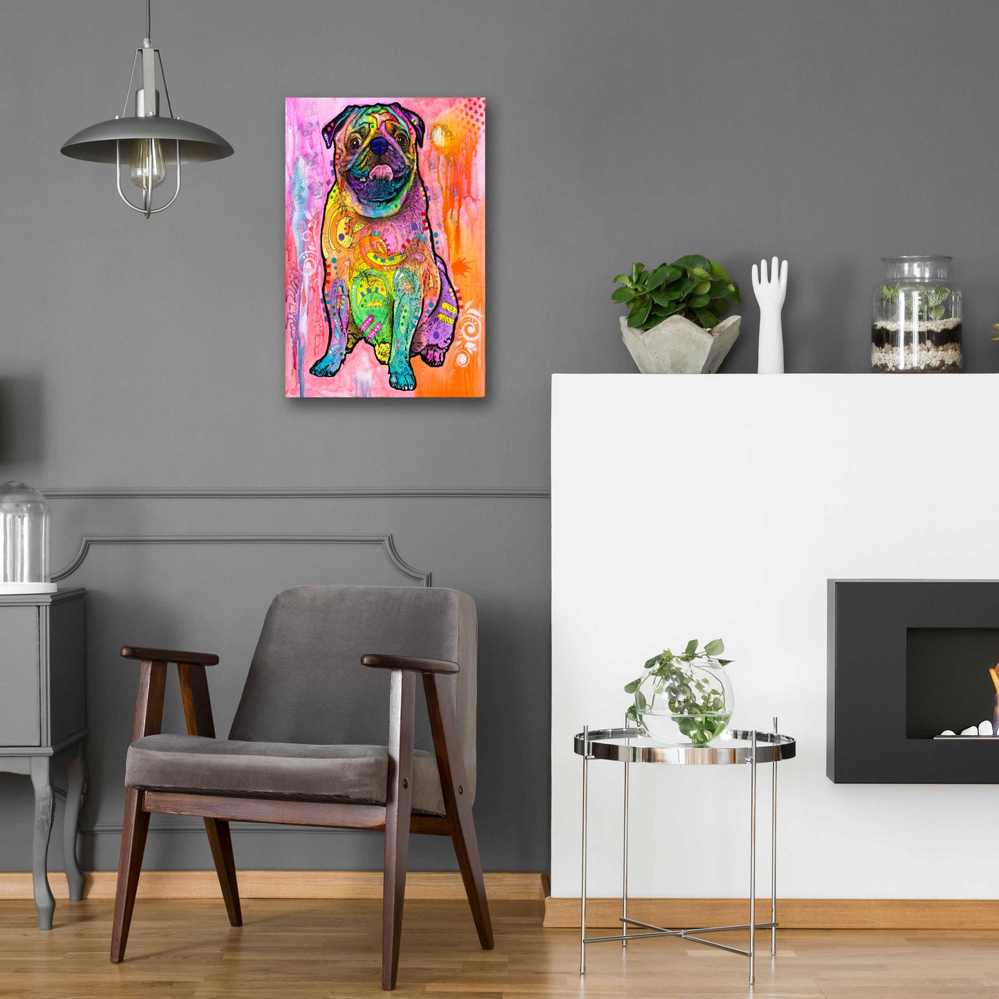 Epic Art 'Pugs & Kisses' by Dean Russo, Acrylic Glass Wall Art,16x24