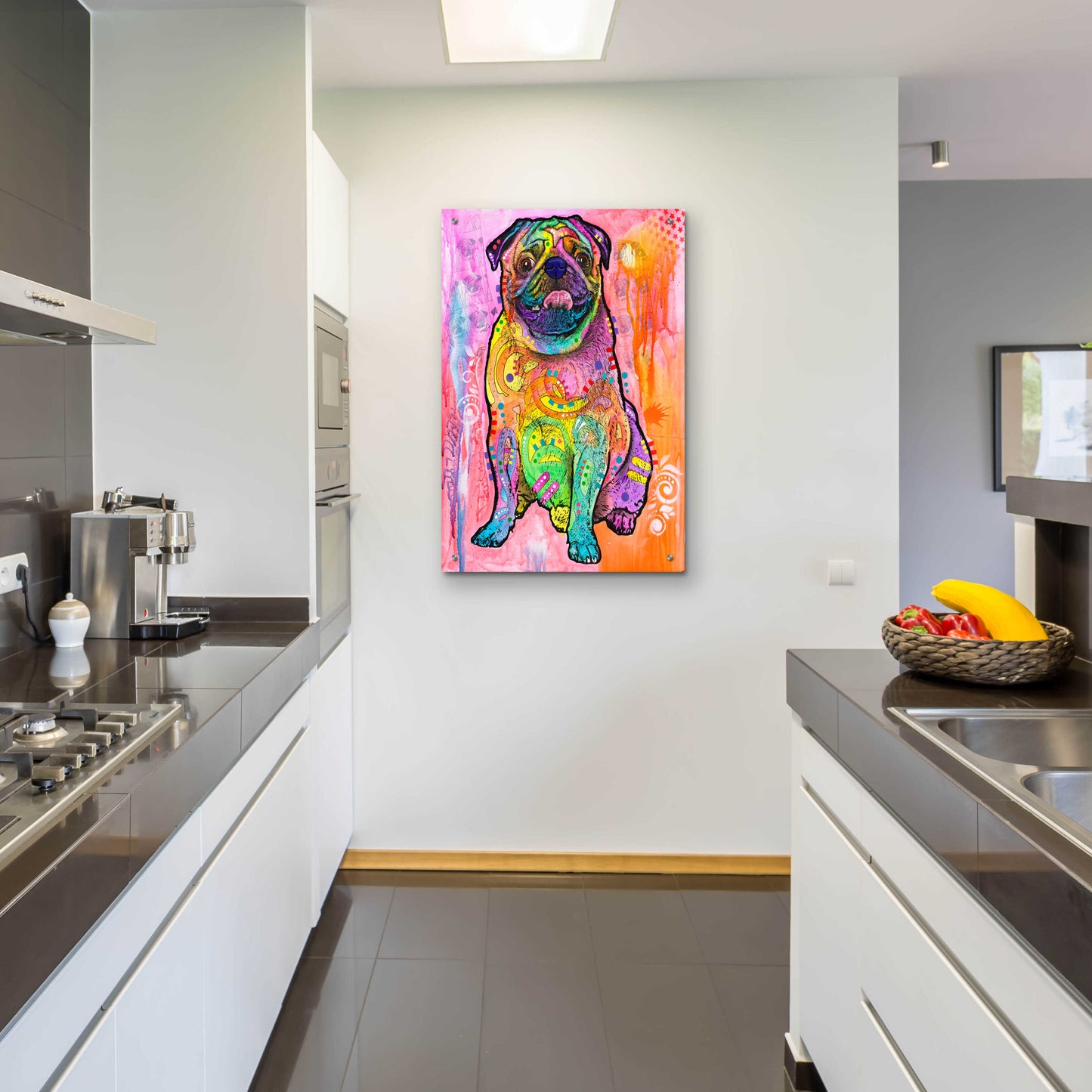 Epic Art 'Pugs & Kisses' by Dean Russo, Acrylic Glass Wall Art,24x36