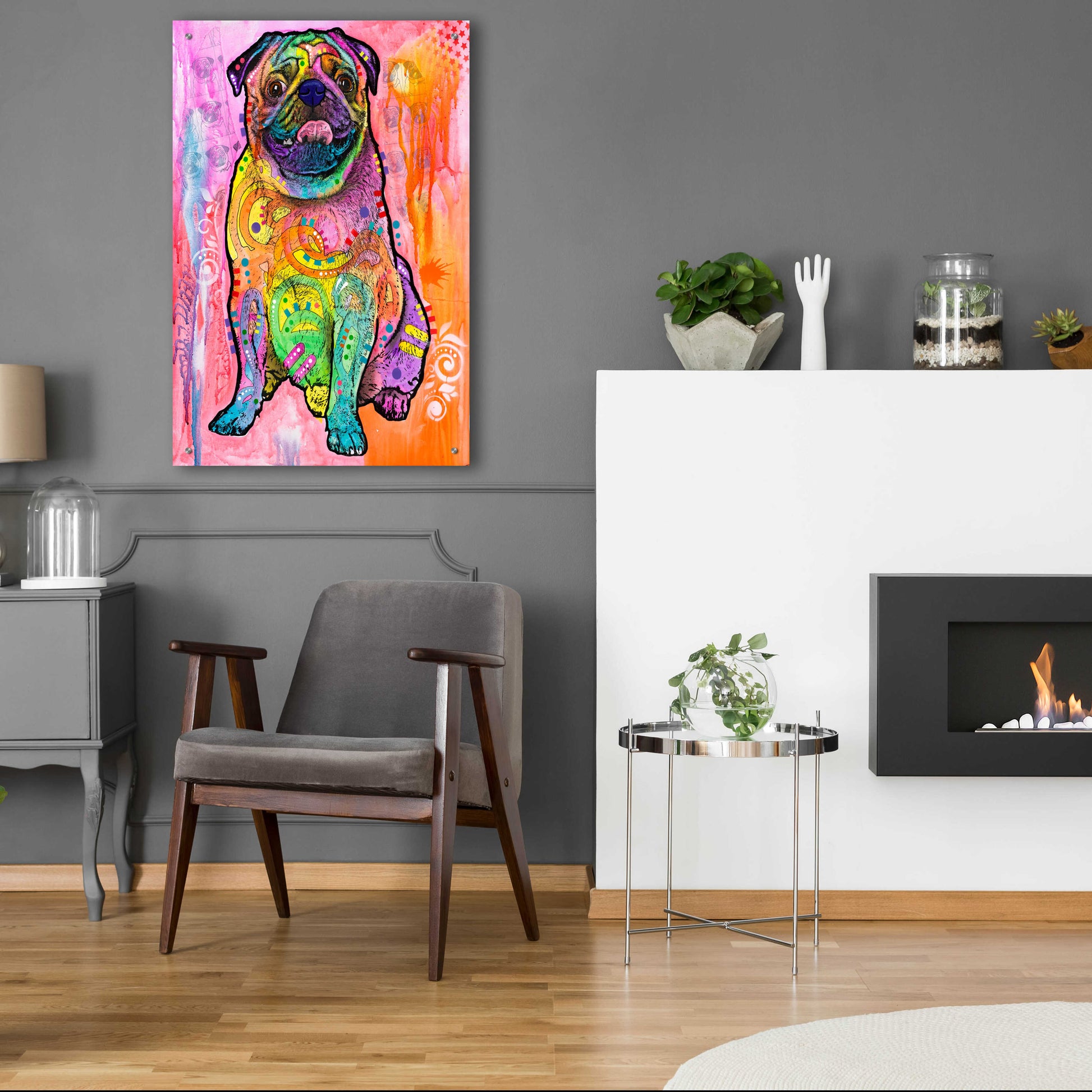 Epic Art 'Pugs & Kisses' by Dean Russo, Acrylic Glass Wall Art,24x36