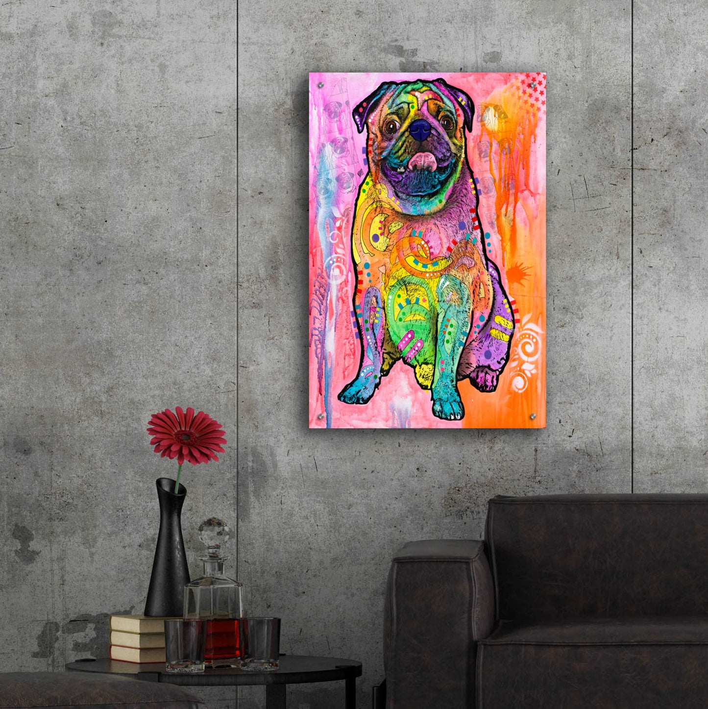 Epic Art 'Pugs & Kisses' by Dean Russo, Acrylic Glass Wall Art,24x36