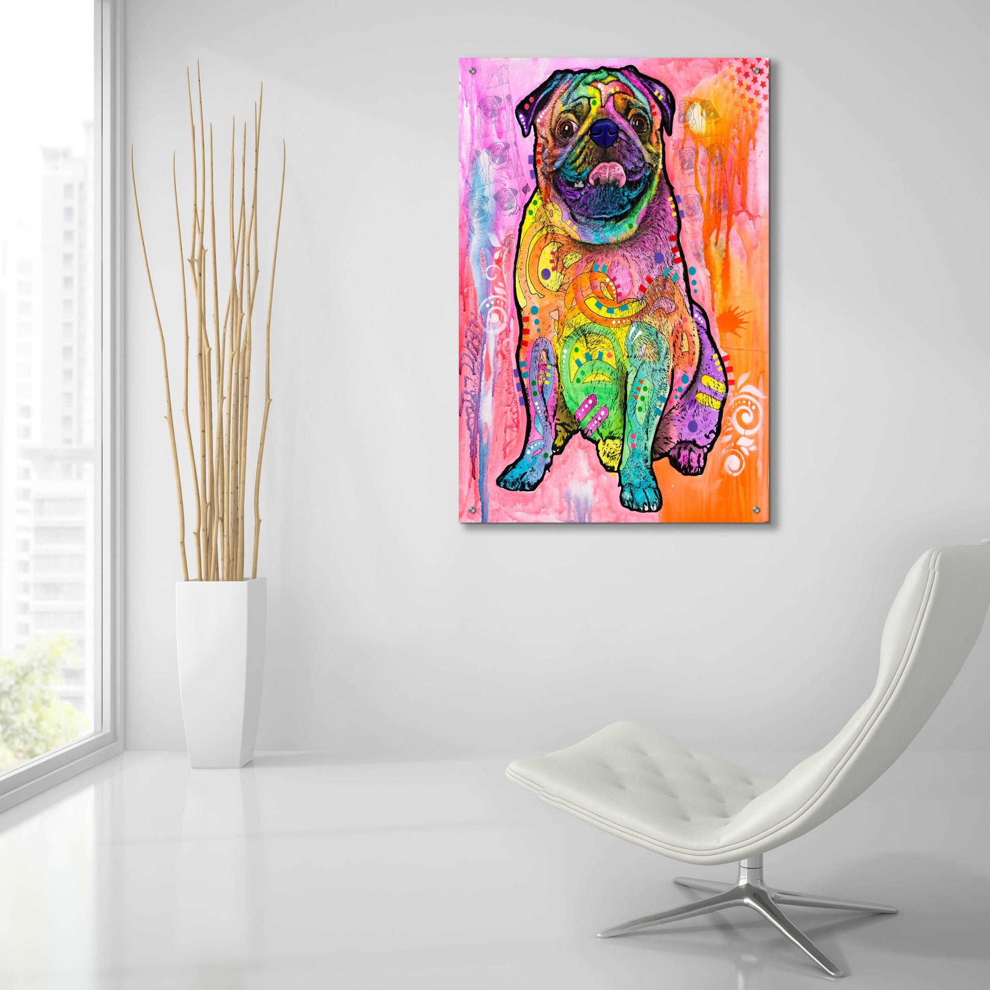 Epic Art 'Pugs & Kisses' by Dean Russo, Acrylic Glass Wall Art,24x36