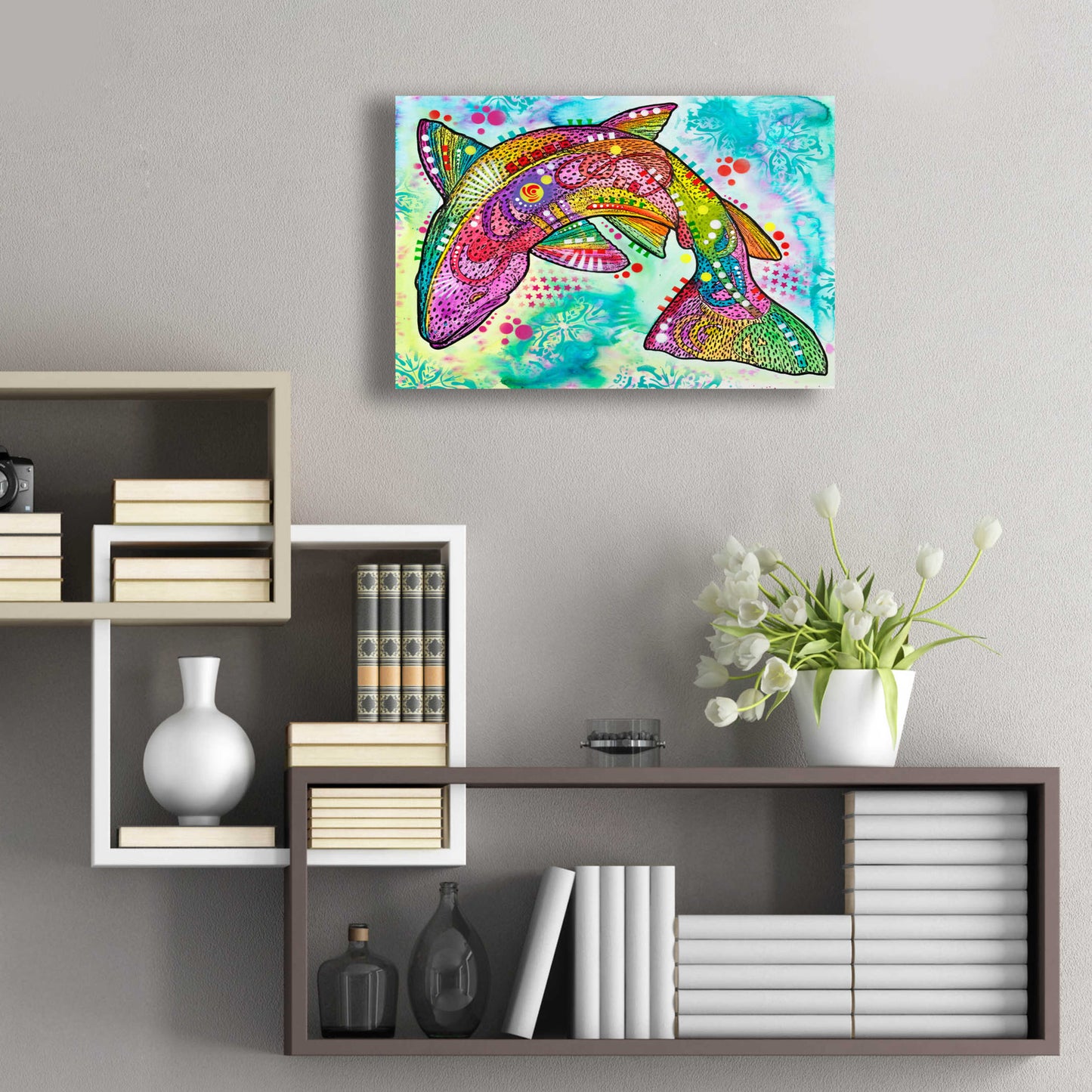 Epic Art 'Rainbow trout' by Dean Russo, Acrylic Glass Wall Art,24x16