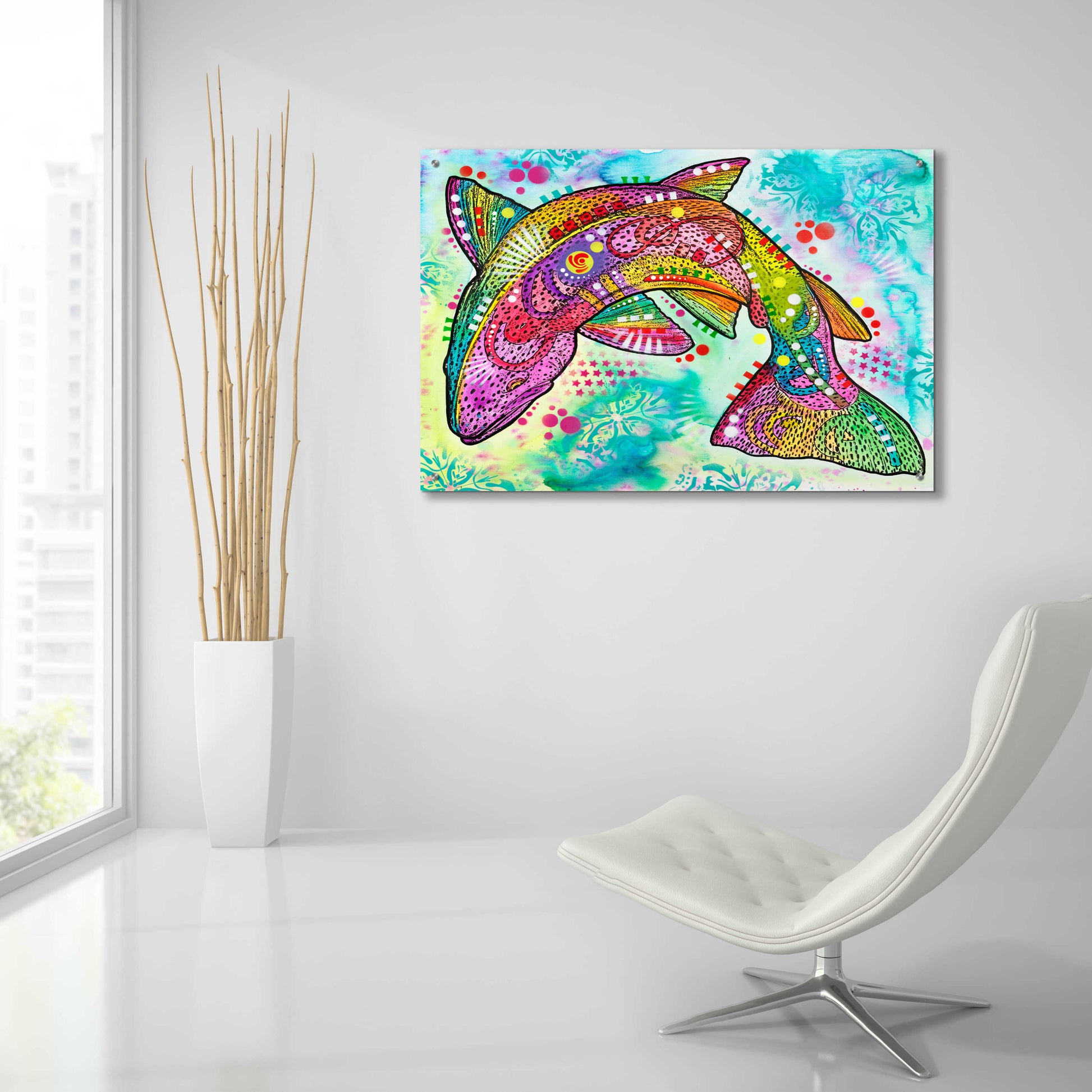 Epic Art 'Rainbow trout' by Dean Russo, Acrylic Glass Wall Art,36x24