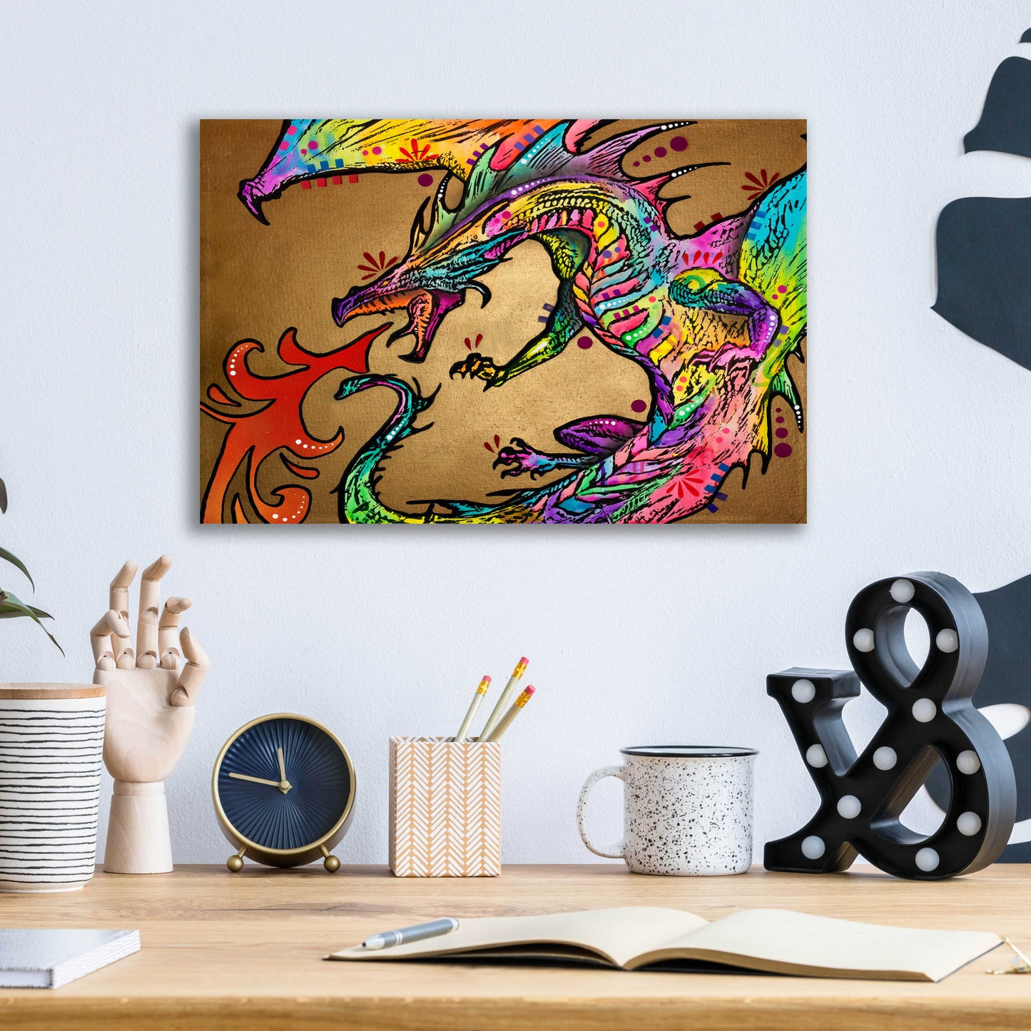 Epic Art 'Golden Dragon' by Dean Russo, Acrylic Glass Wall Art,16x12