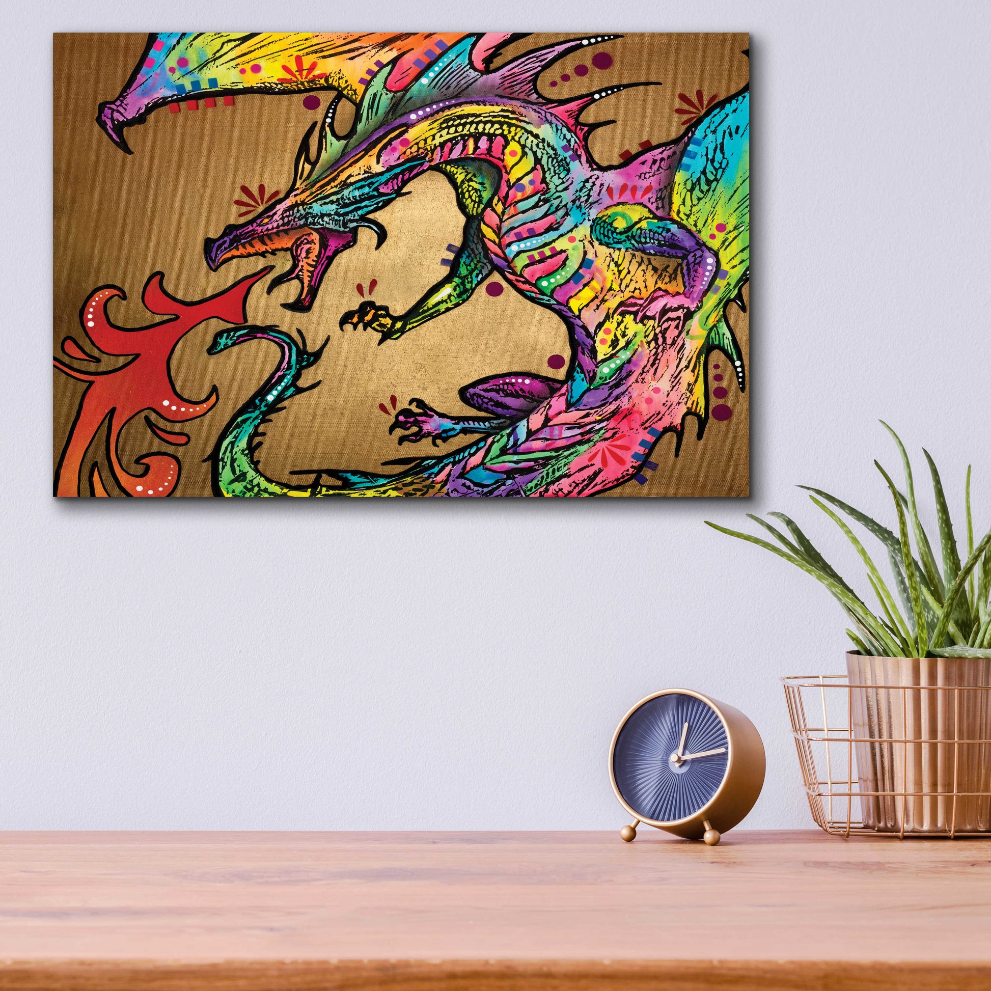 Epic Art 'Golden Dragon' by Dean Russo, Acrylic Glass Wall Art,16x12