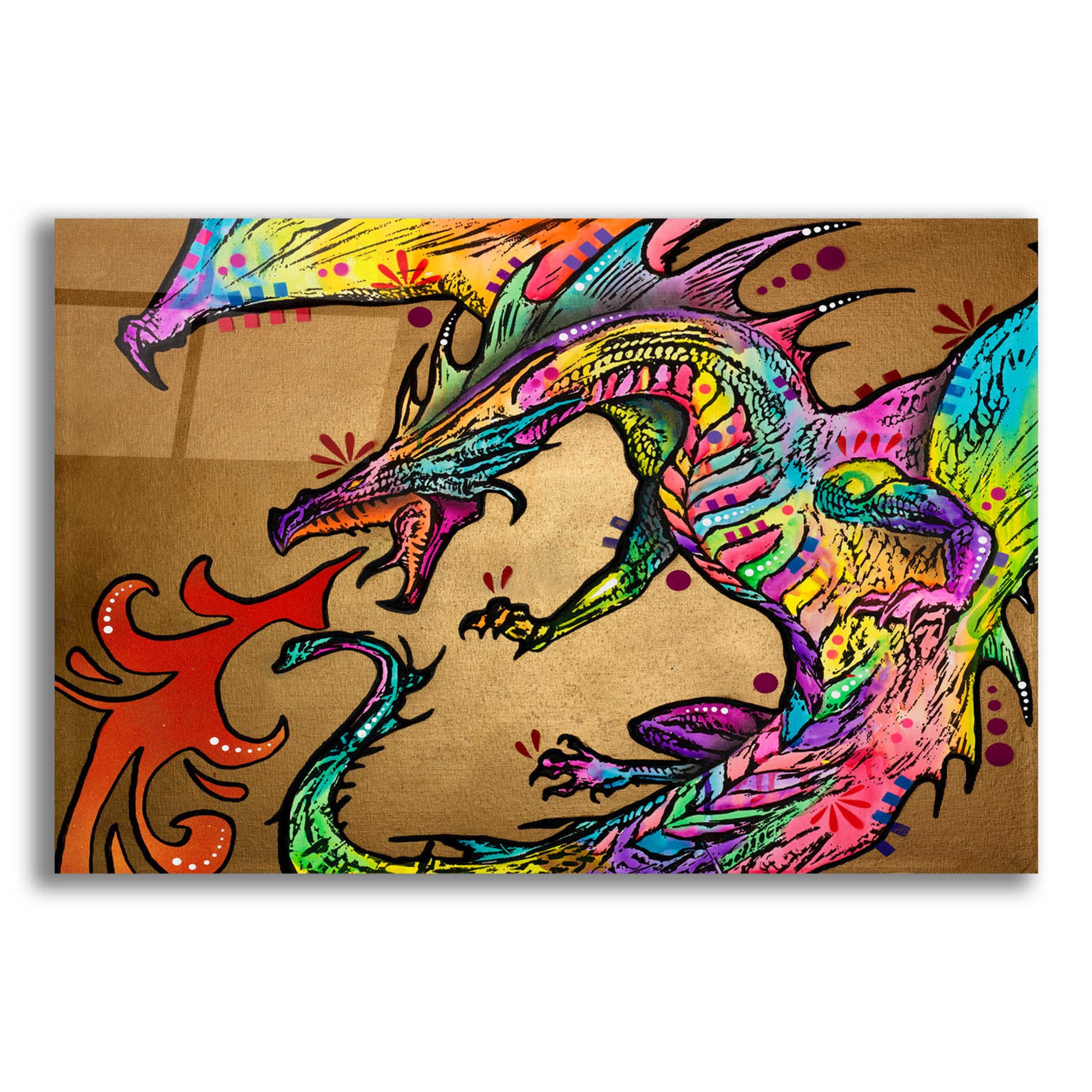 Epic Art 'Golden Dragon' by Dean Russo, Acrylic Glass Wall Art,16x12