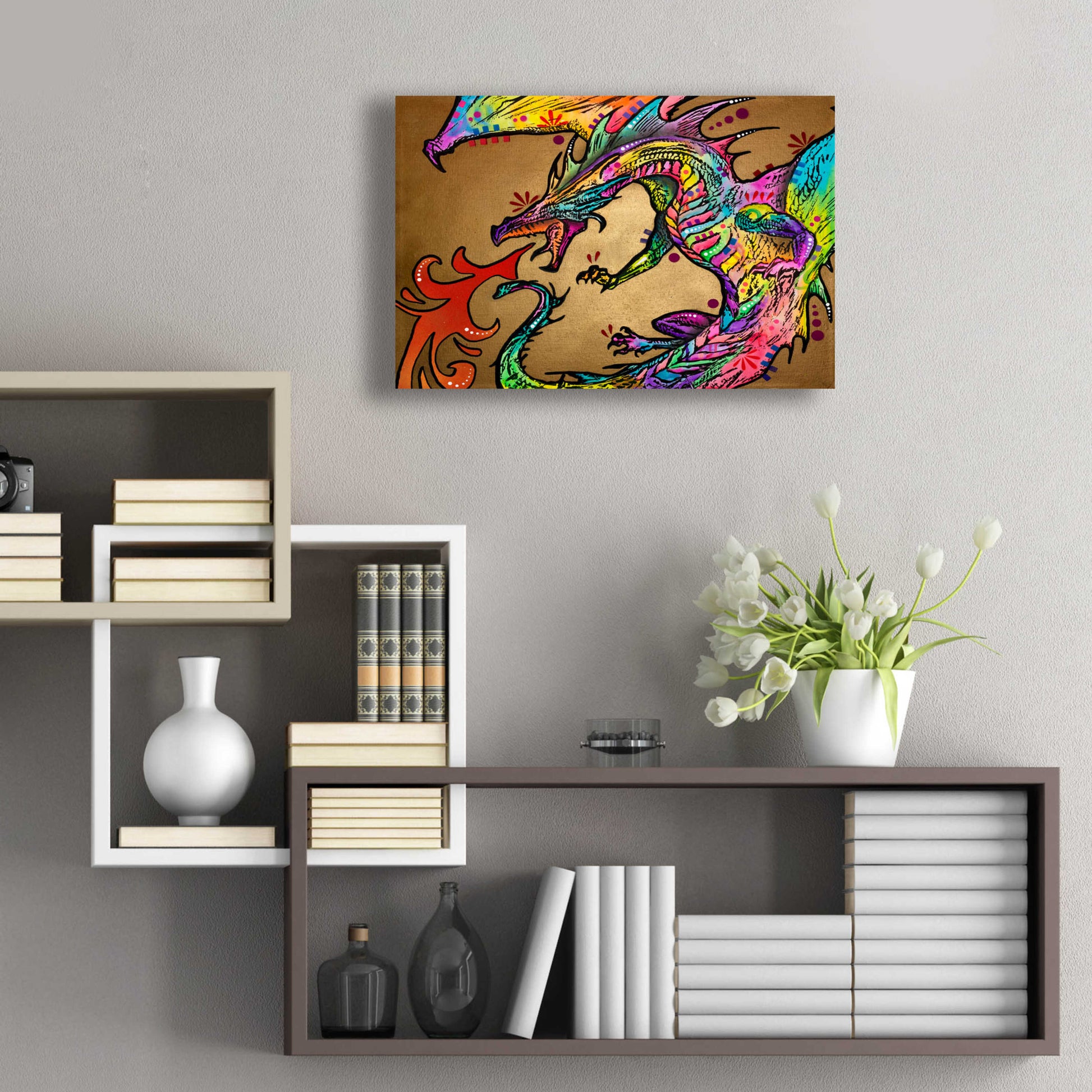 Epic Art 'Golden Dragon' by Dean Russo, Acrylic Glass Wall Art,24x16