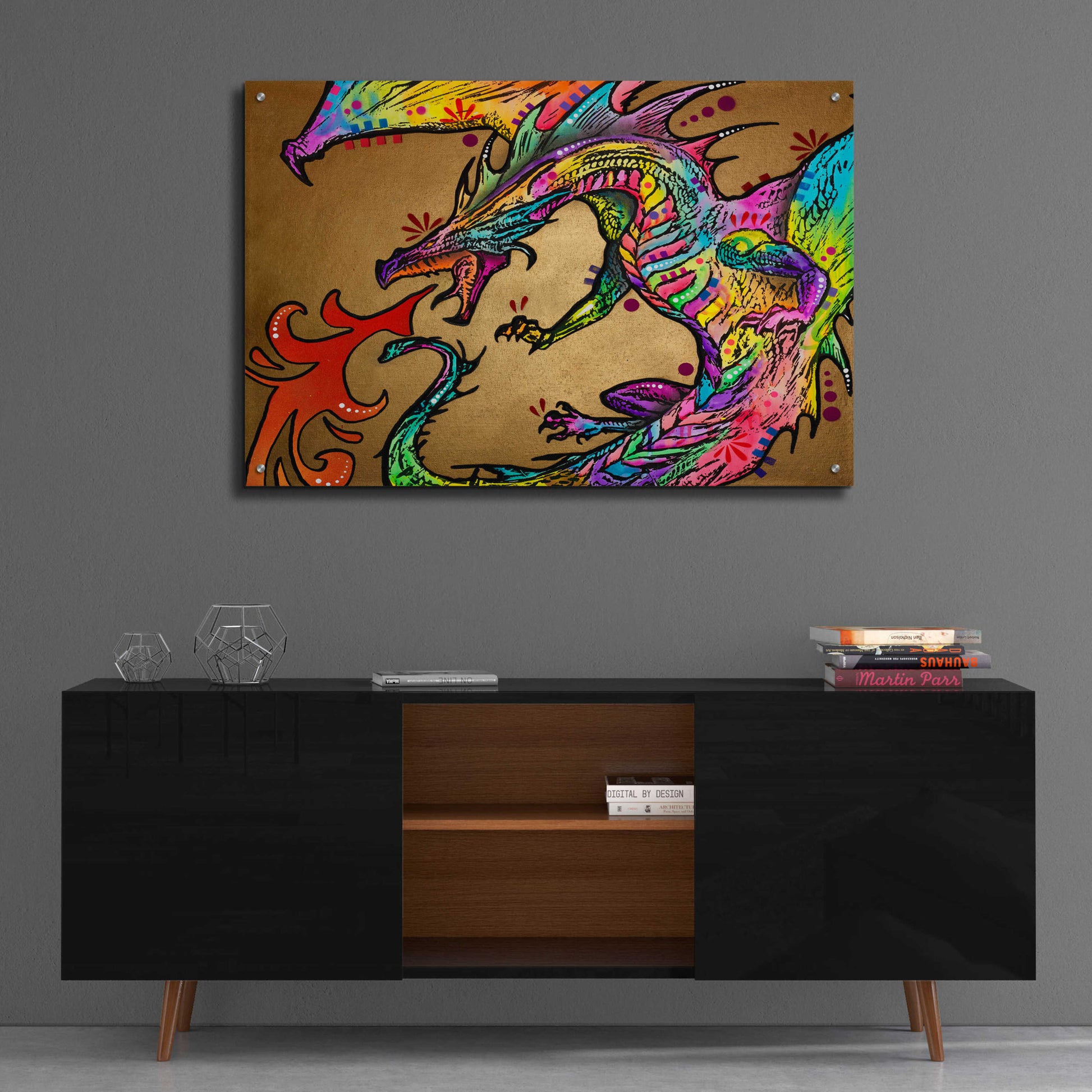 Epic Art 'Golden Dragon' by Dean Russo, Acrylic Glass Wall Art,36x24