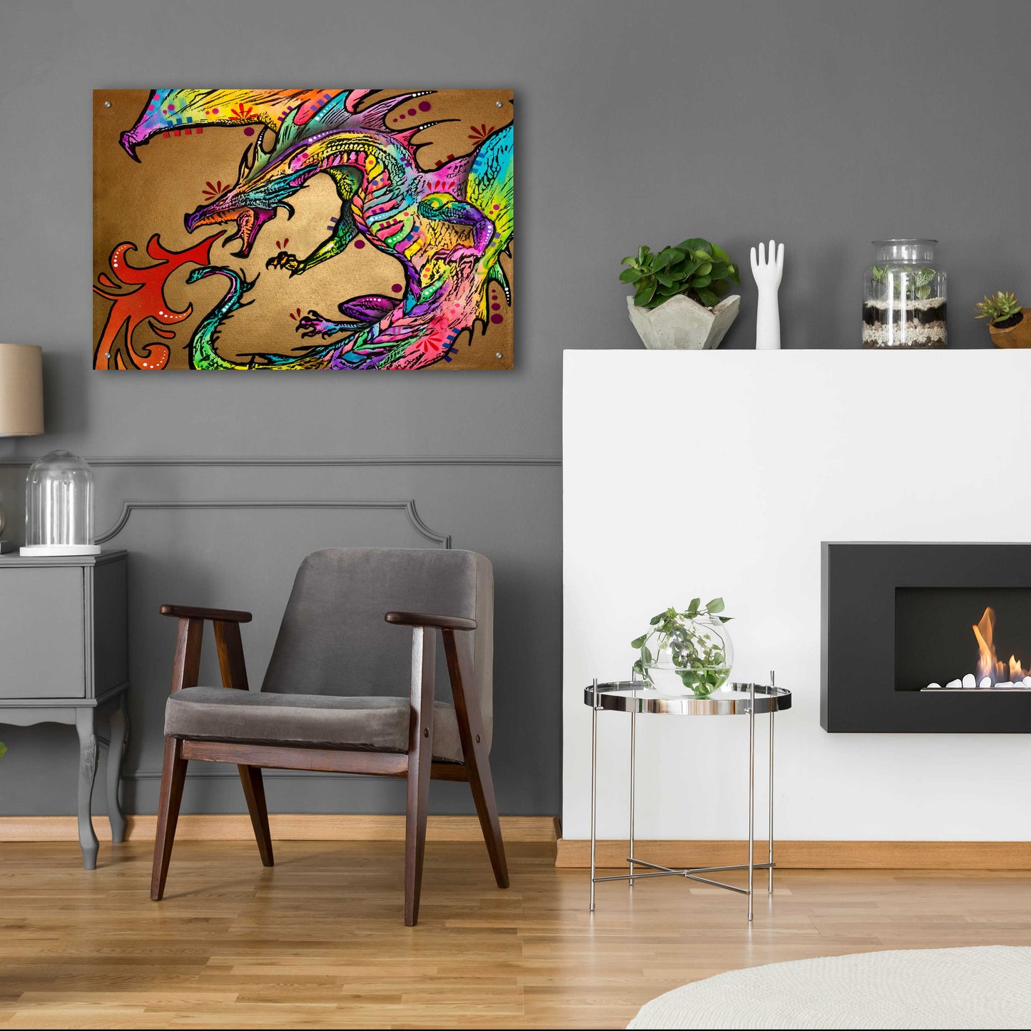 Epic Art 'Golden Dragon' by Dean Russo, Acrylic Glass Wall Art,36x24