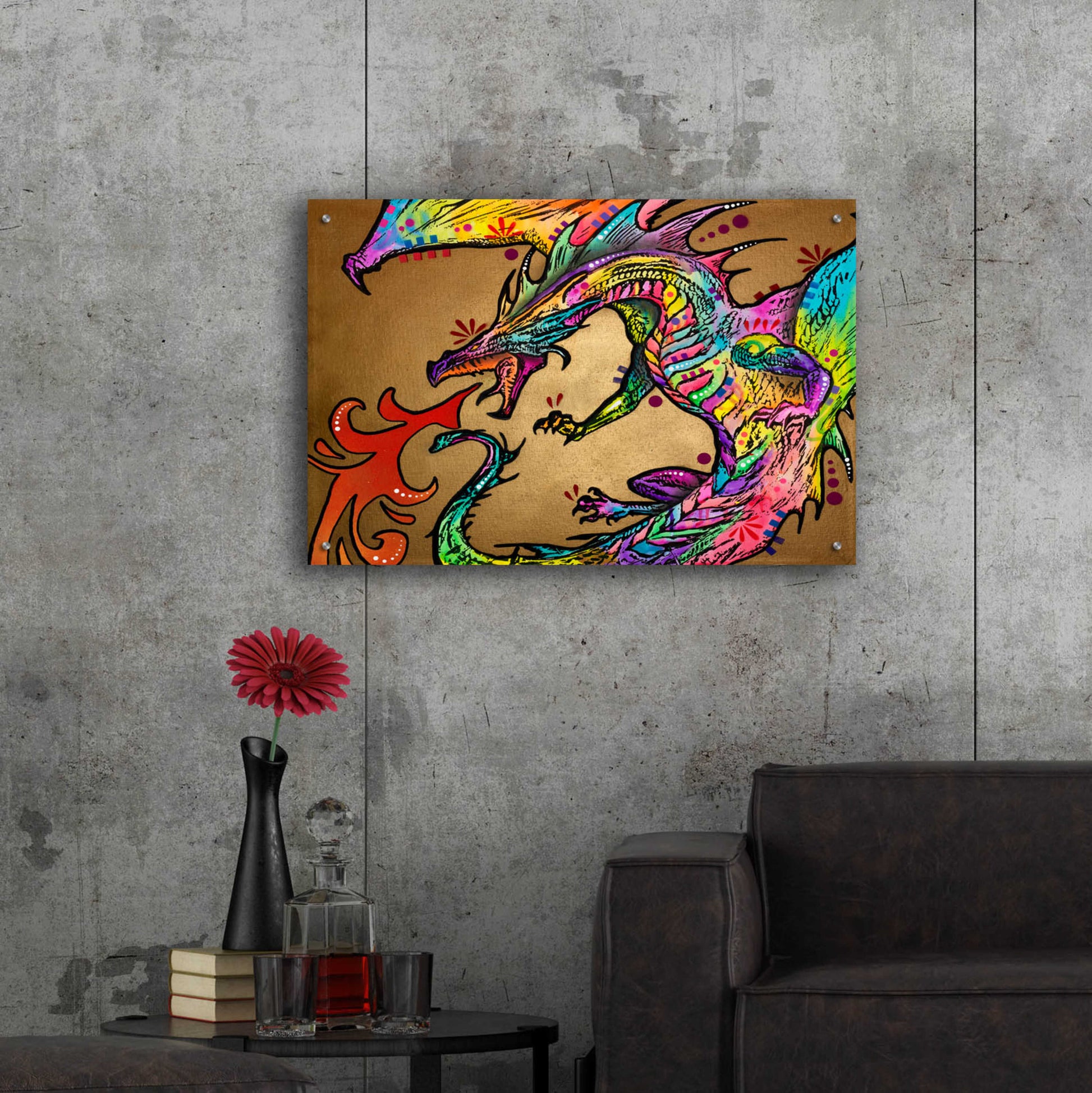 Epic Art 'Golden Dragon' by Dean Russo, Acrylic Glass Wall Art,36x24