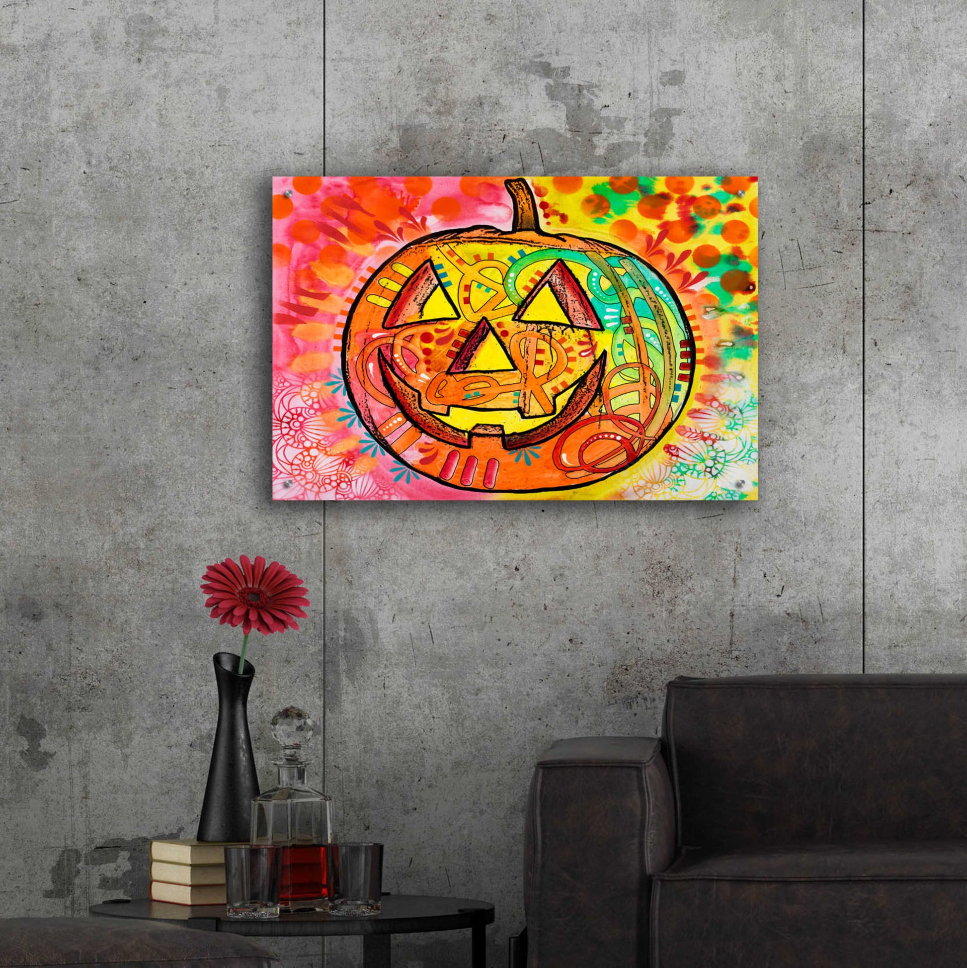 Epic Art 'Jack O Lantern' by Dean Russo, Acrylic Glass Wall Art,36x24