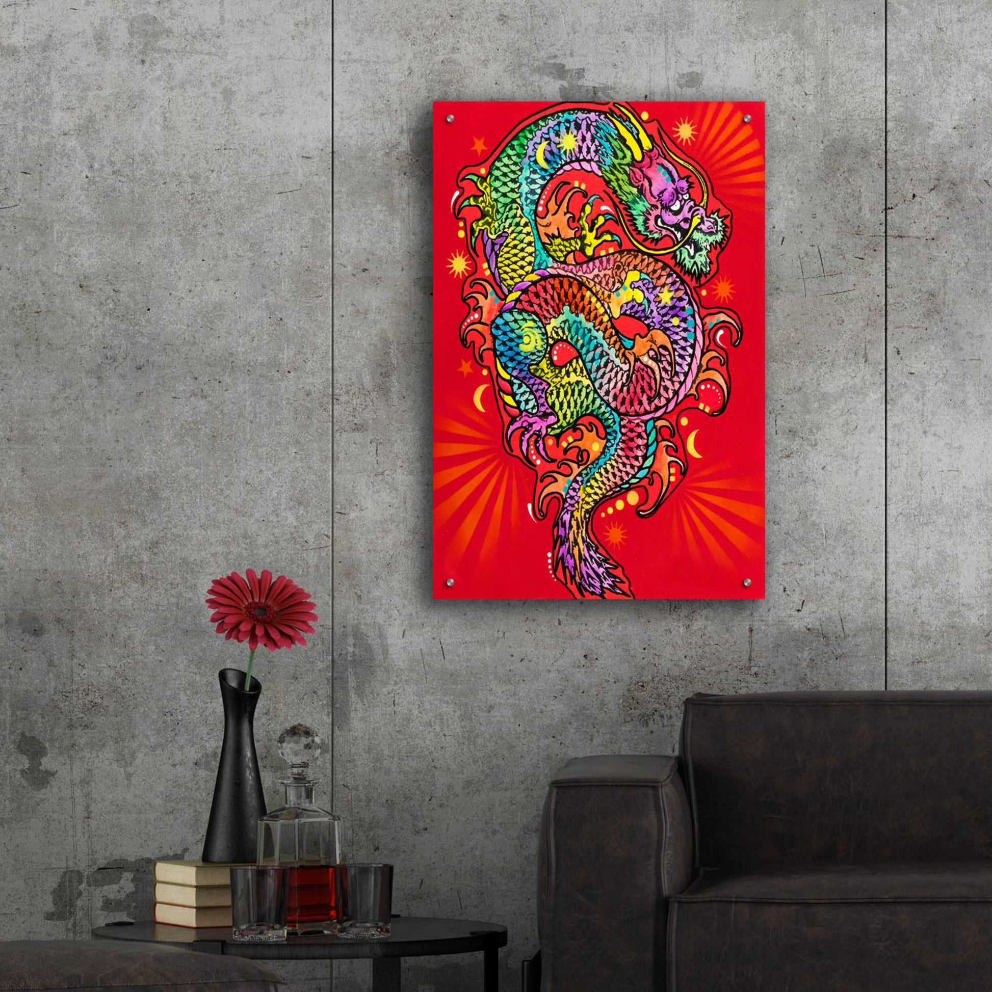 Epic Art 'Red Dragon' by Dean Russo, Acrylic Glass Wall Art,24x36