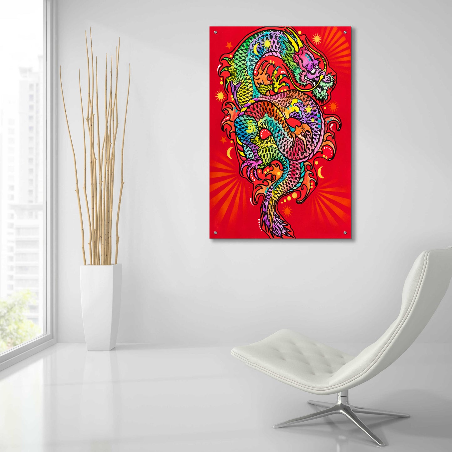 Epic Art 'Red Dragon' by Dean Russo, Acrylic Glass Wall Art,24x36