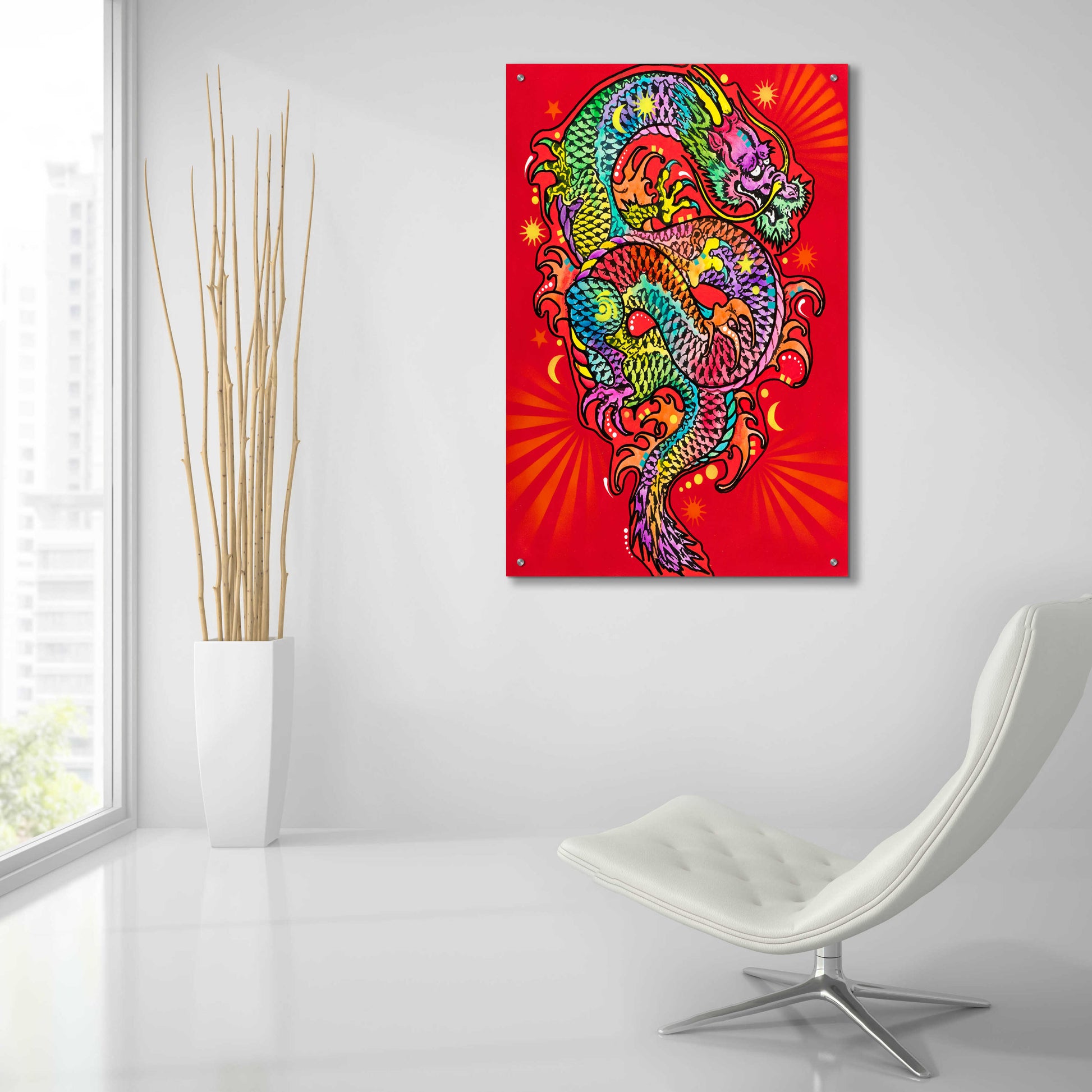 Epic Art 'Red Dragon' by Dean Russo, Acrylic Glass Wall Art,24x36