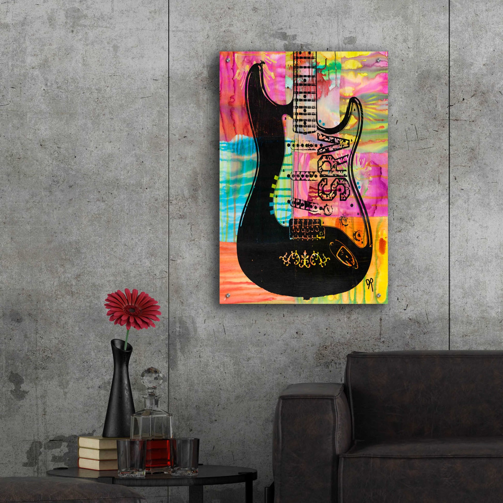 Epic Art 'SRV Guitar' by Dean Russo, Acrylic Glass Wall Art,24x36