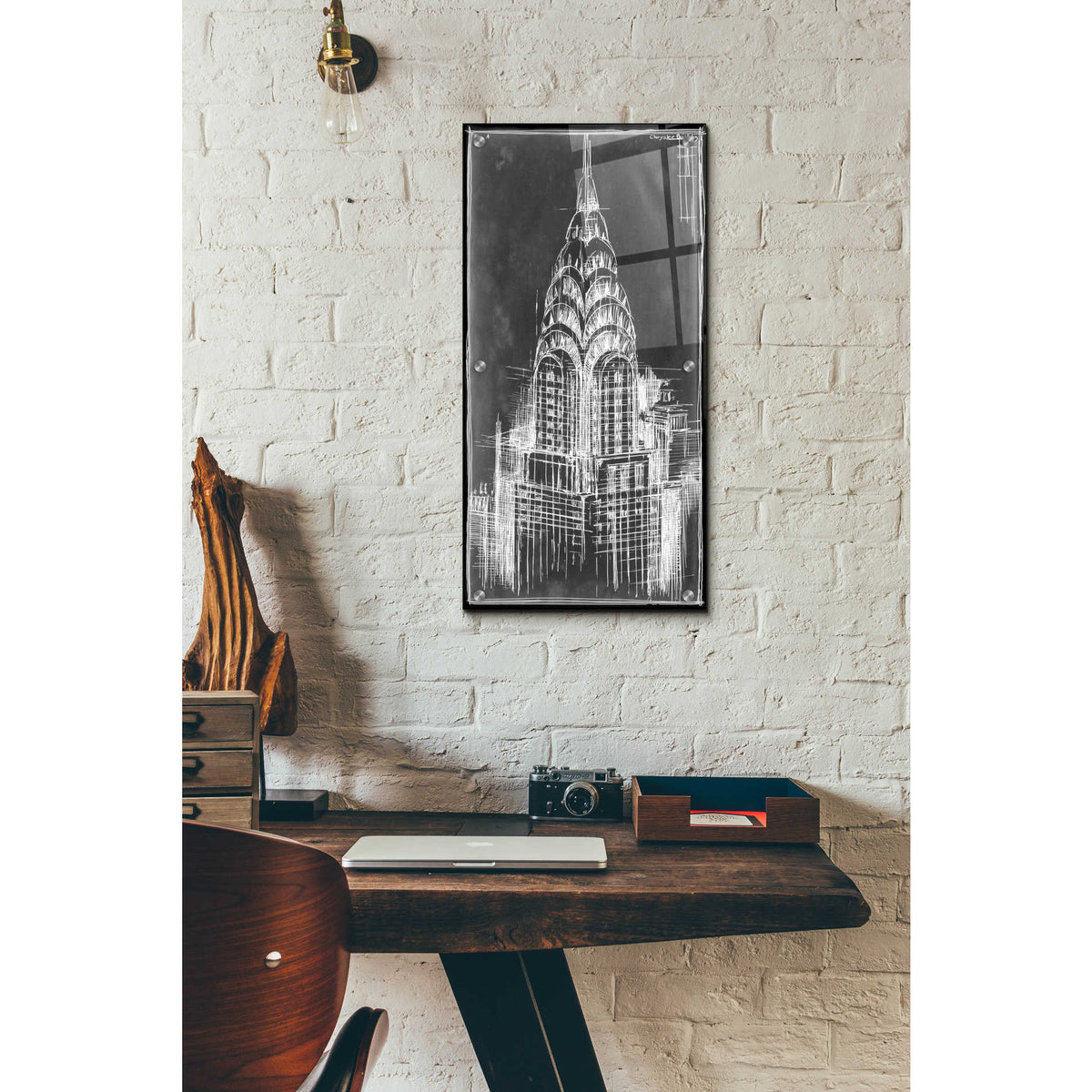 Epic Art 'Chrysler Blueprint' by Ethan Harper, Acrylic Glass Wall Art,12x24