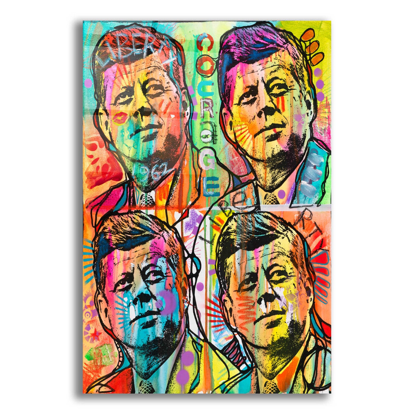 Epic Art 'JFk 4 up' by Dean Russo, Acrylic Glass Wall Art,12x16