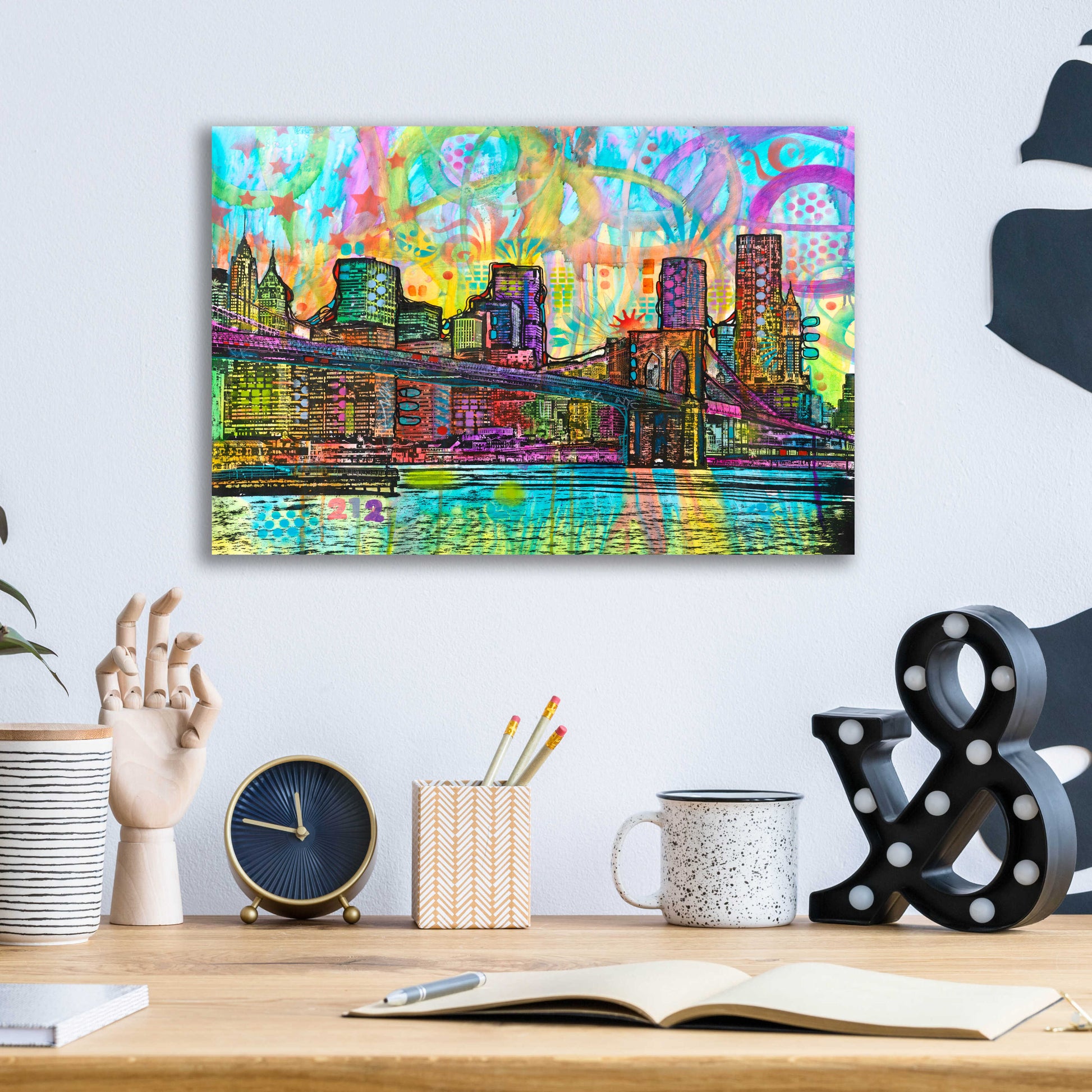 Epic Art 'NYC-Brooklyn Bridge' by Dean Russo, Acrylic Glass Wall Art,16x12