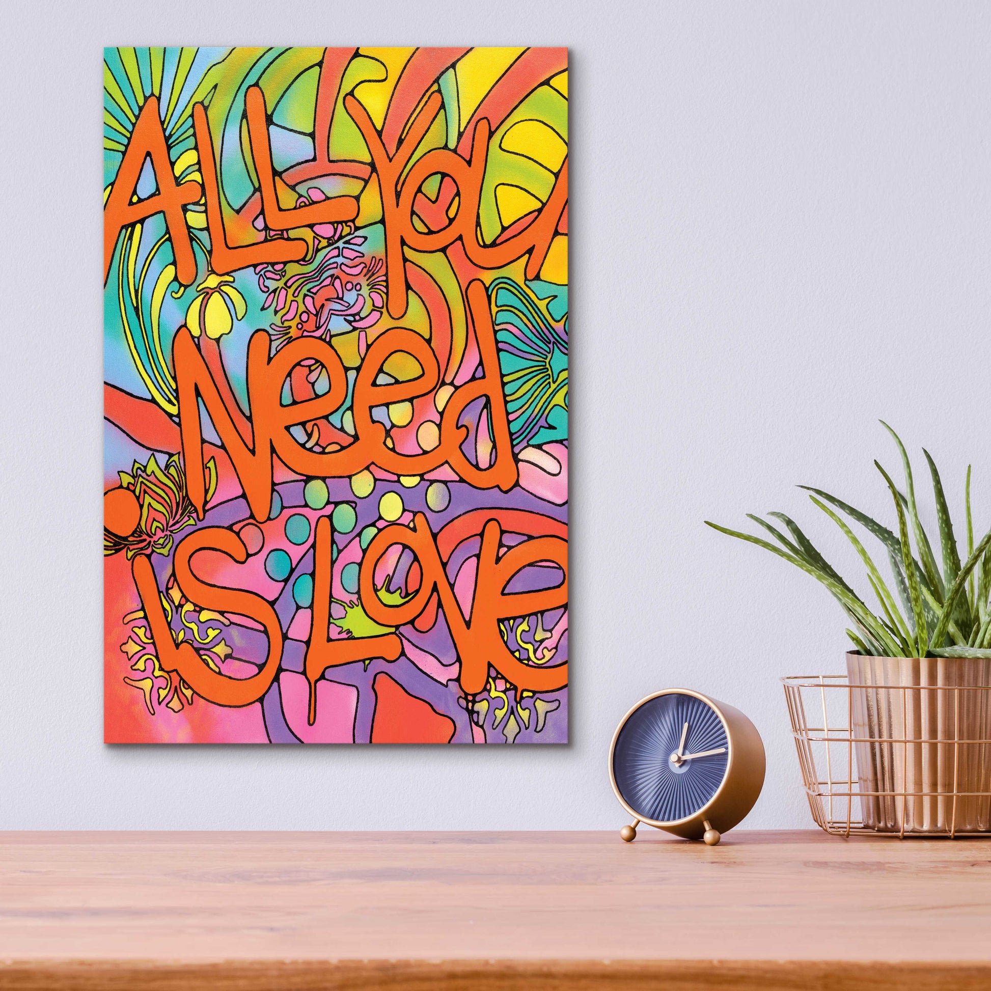 Epic Art 'All you need is love' by Dean Russo, Acrylic Glass Wall Art,12x16