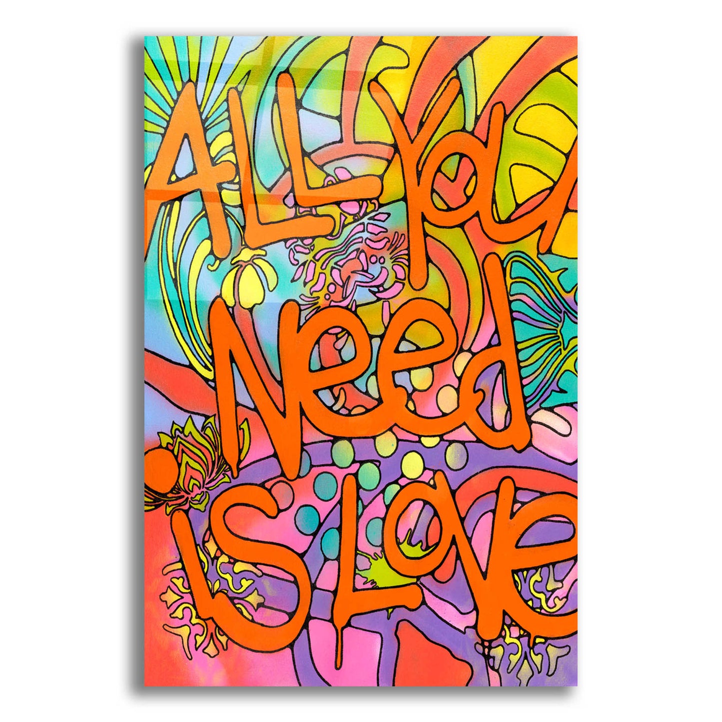 Epic Art 'All you need is love' by Dean Russo, Acrylic Glass Wall Art,12x16