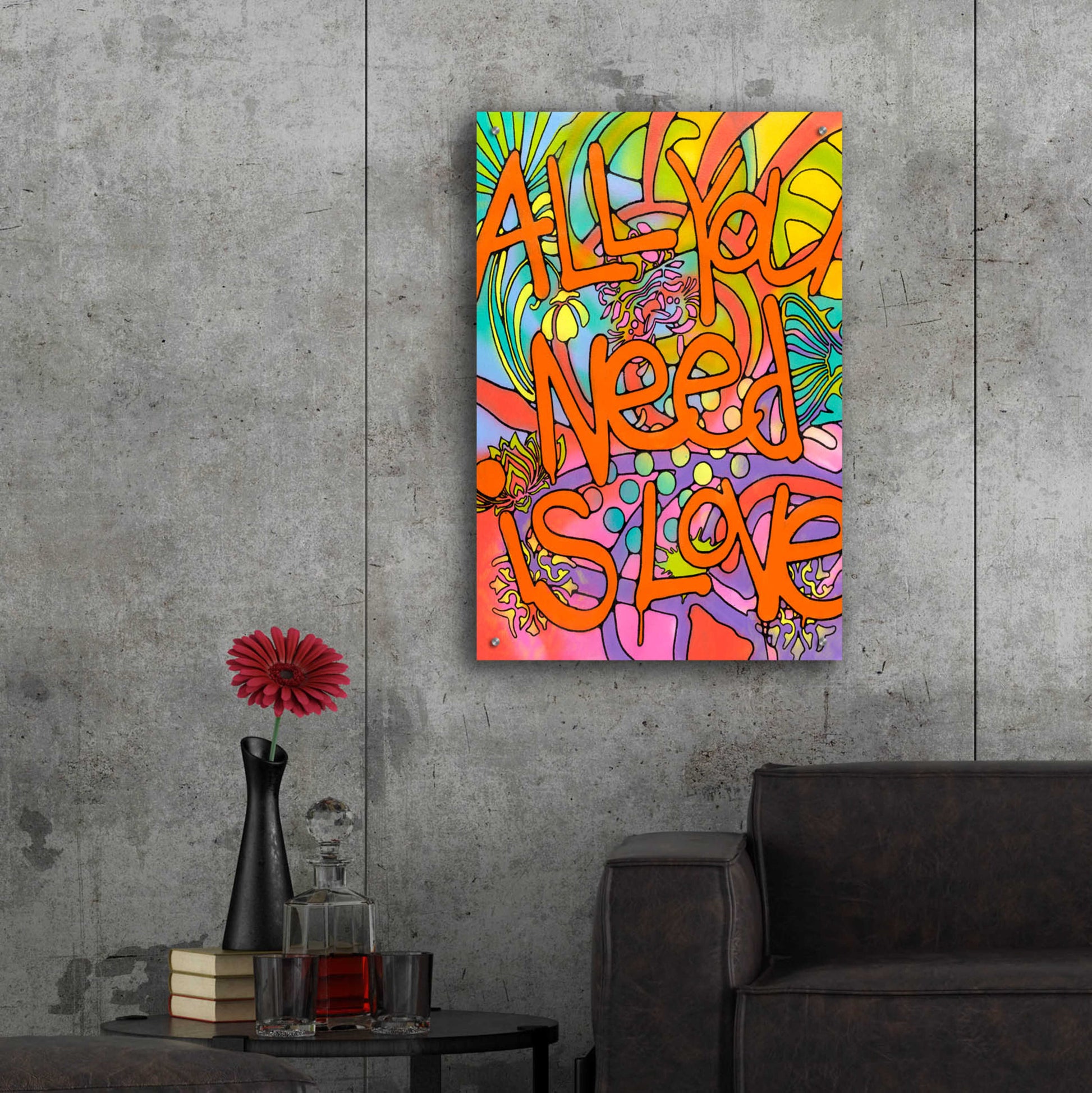 Epic Art 'All you need is love' by Dean Russo, Acrylic Glass Wall Art,24x36