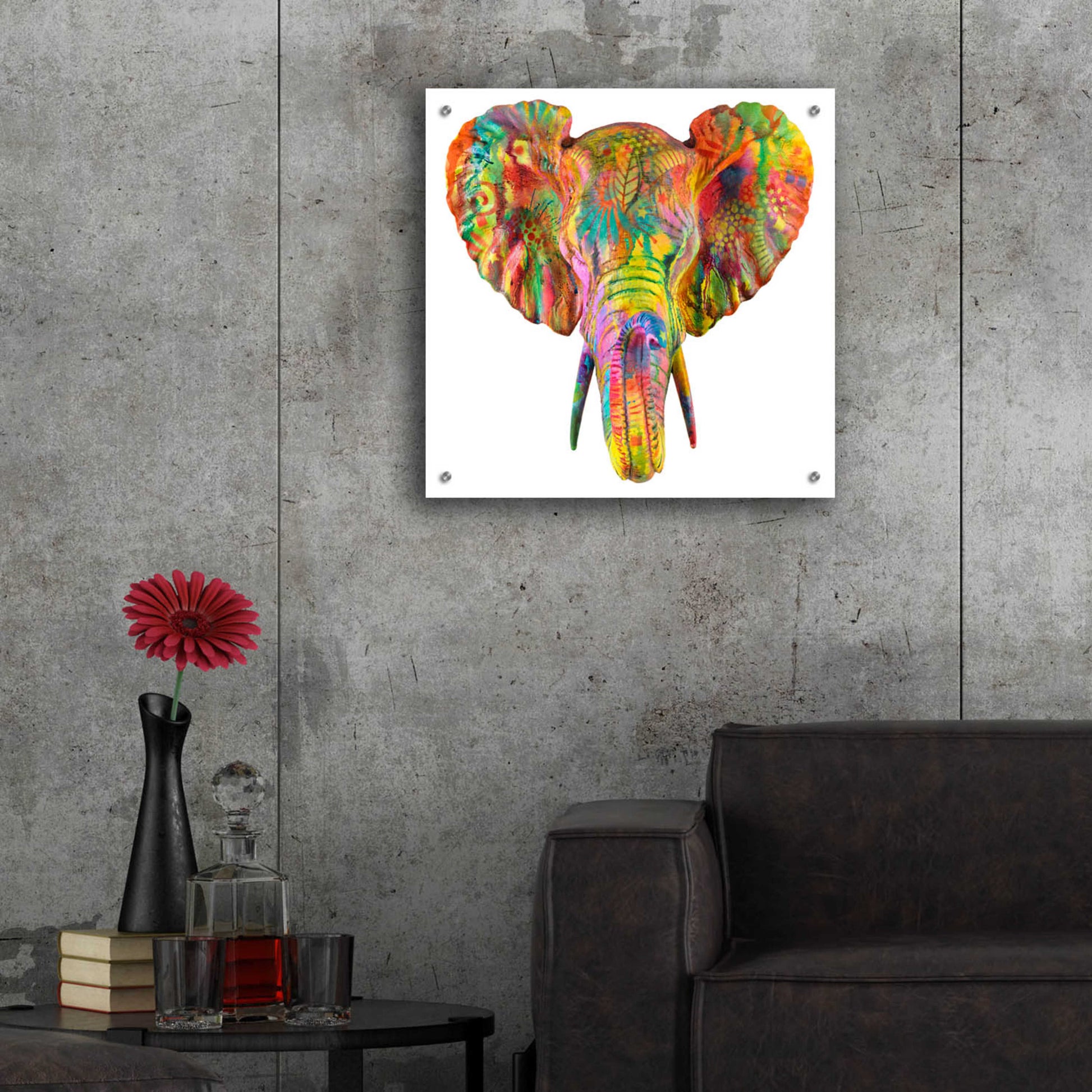 Epic Art 'Elephant 2' by Dean Russo, Acrylic Glass Wall Art,24x24