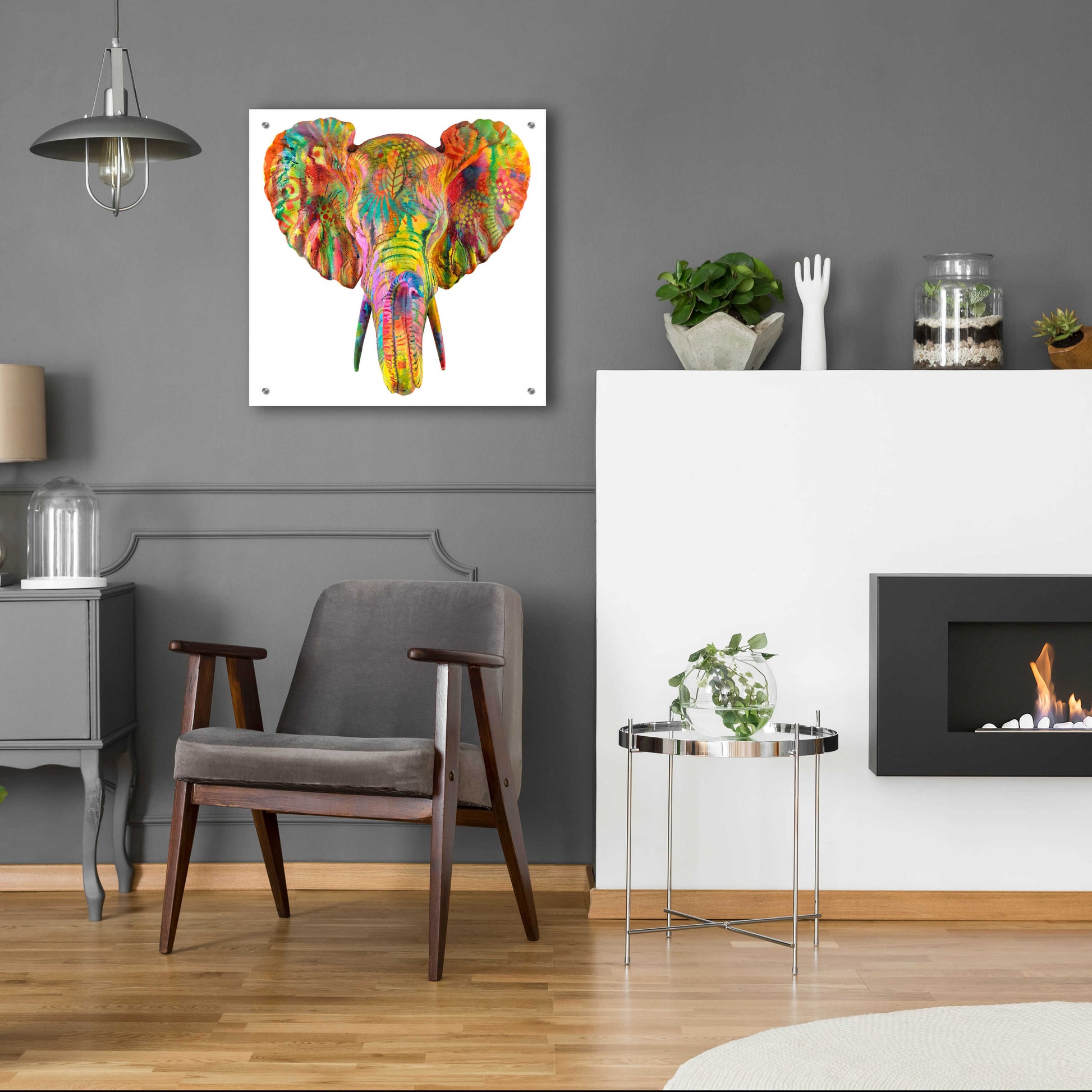 Epic Art 'Elephant 2' by Dean Russo, Acrylic Glass Wall Art,24x24