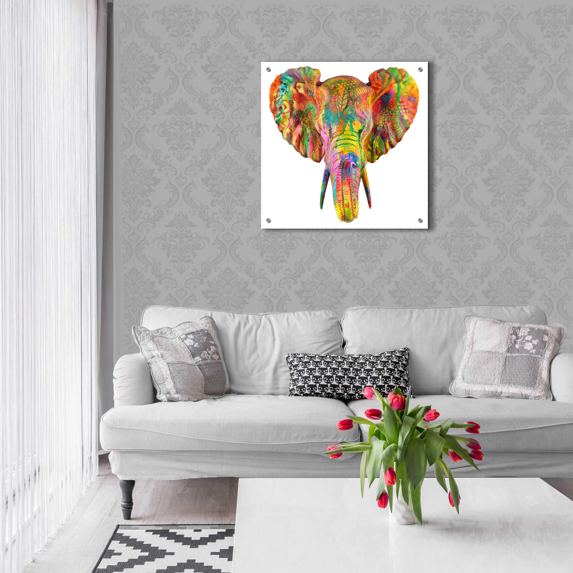 Epic Art 'Elephant 2' by Dean Russo, Acrylic Glass Wall Art,24x24