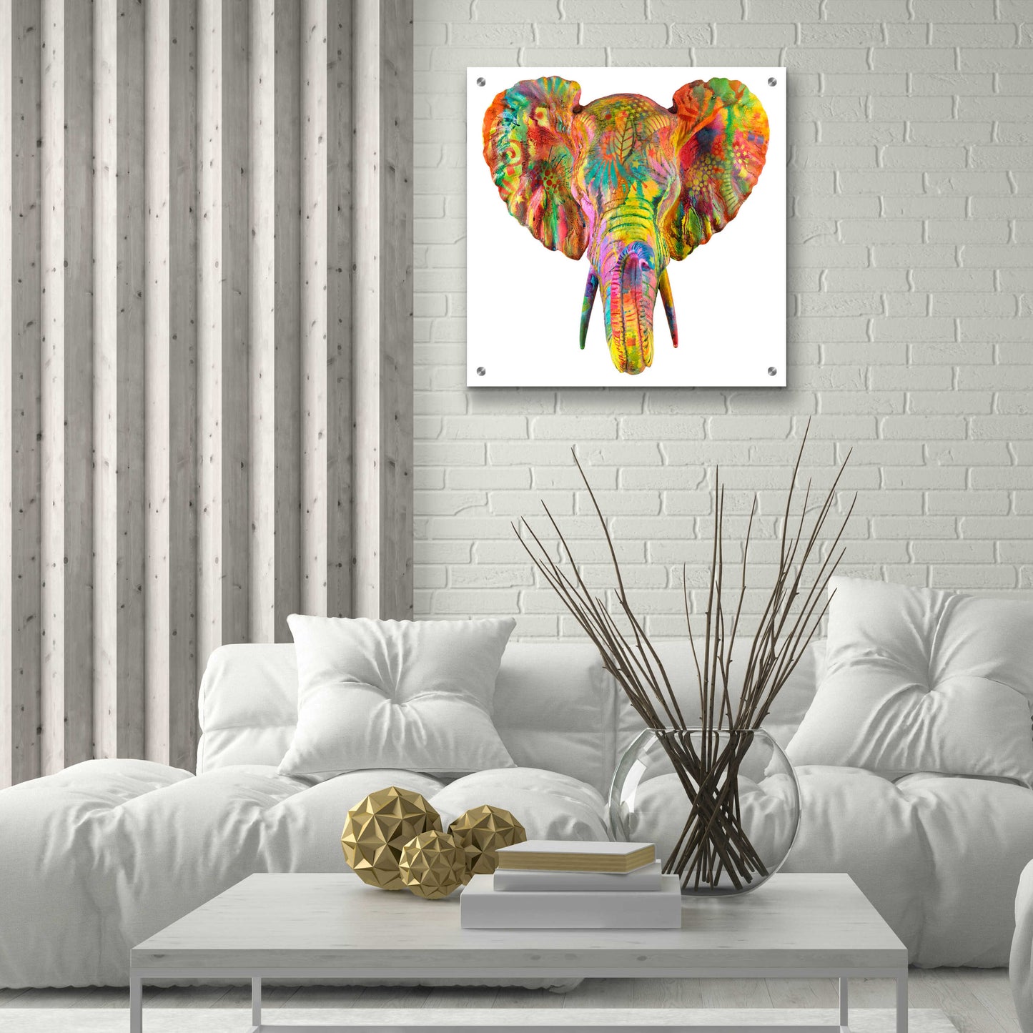 Epic Art 'Elephant 2' by Dean Russo, Acrylic Glass Wall Art,24x24