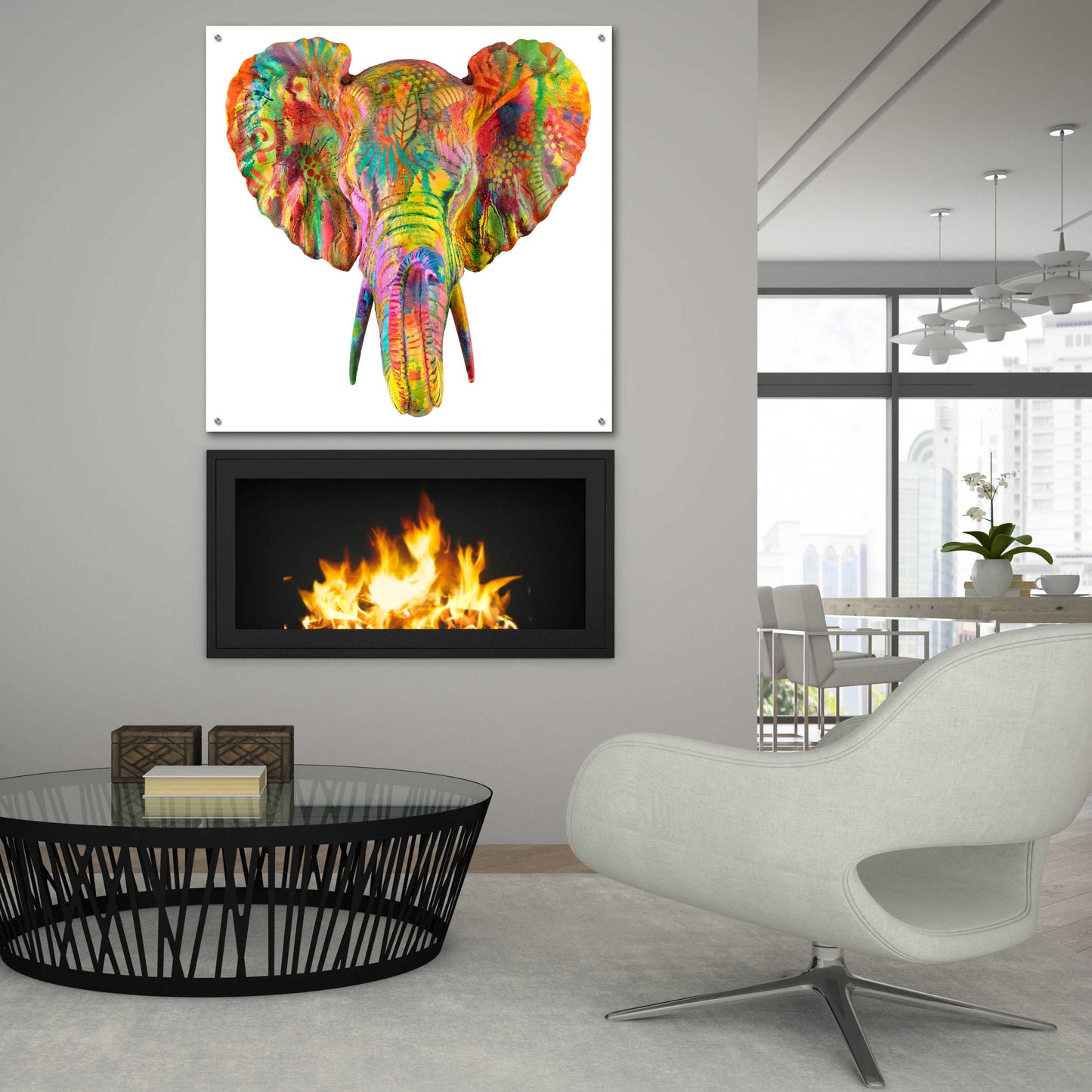 Epic Art 'Elephant 2' by Dean Russo, Acrylic Glass Wall Art,36x36