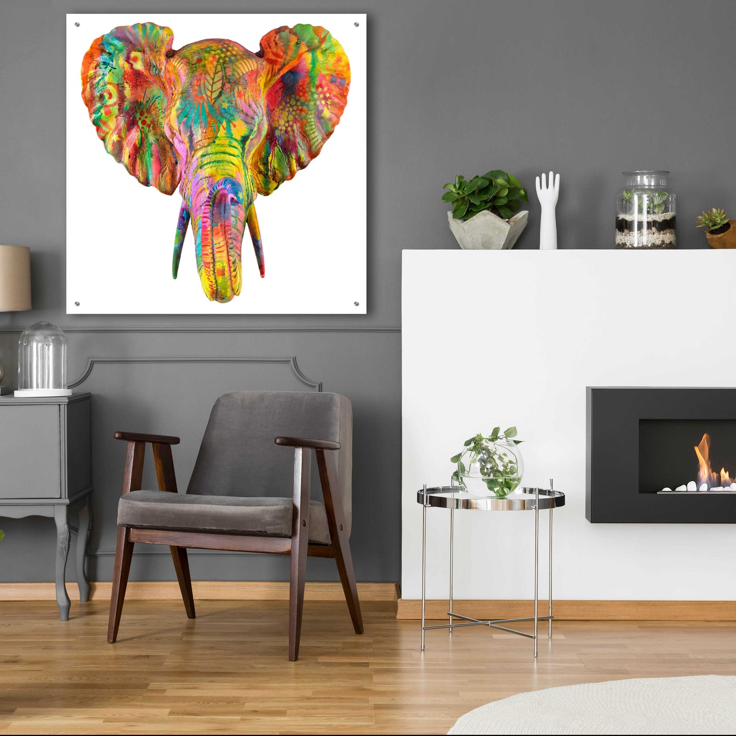 Epic Art 'Elephant 2' by Dean Russo, Acrylic Glass Wall Art,36x36