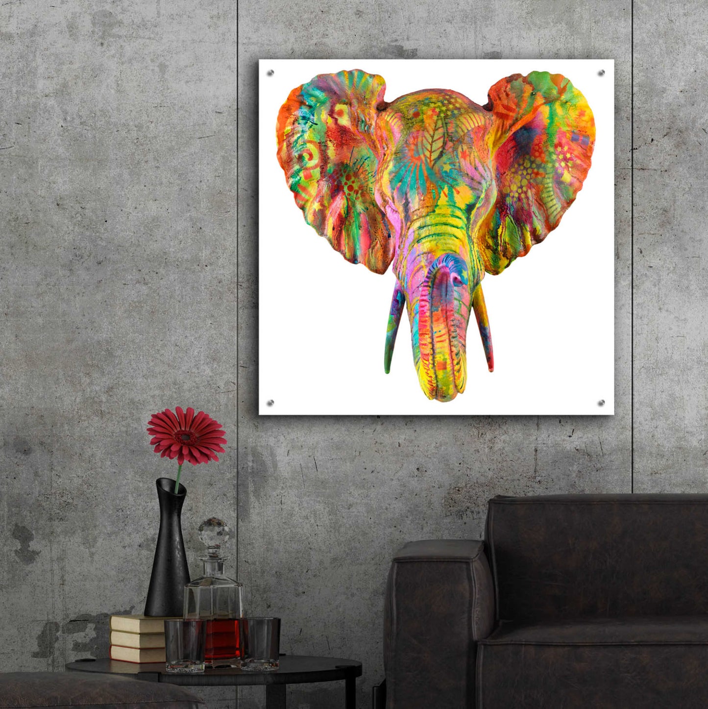 Epic Art 'Elephant 2' by Dean Russo, Acrylic Glass Wall Art,36x36