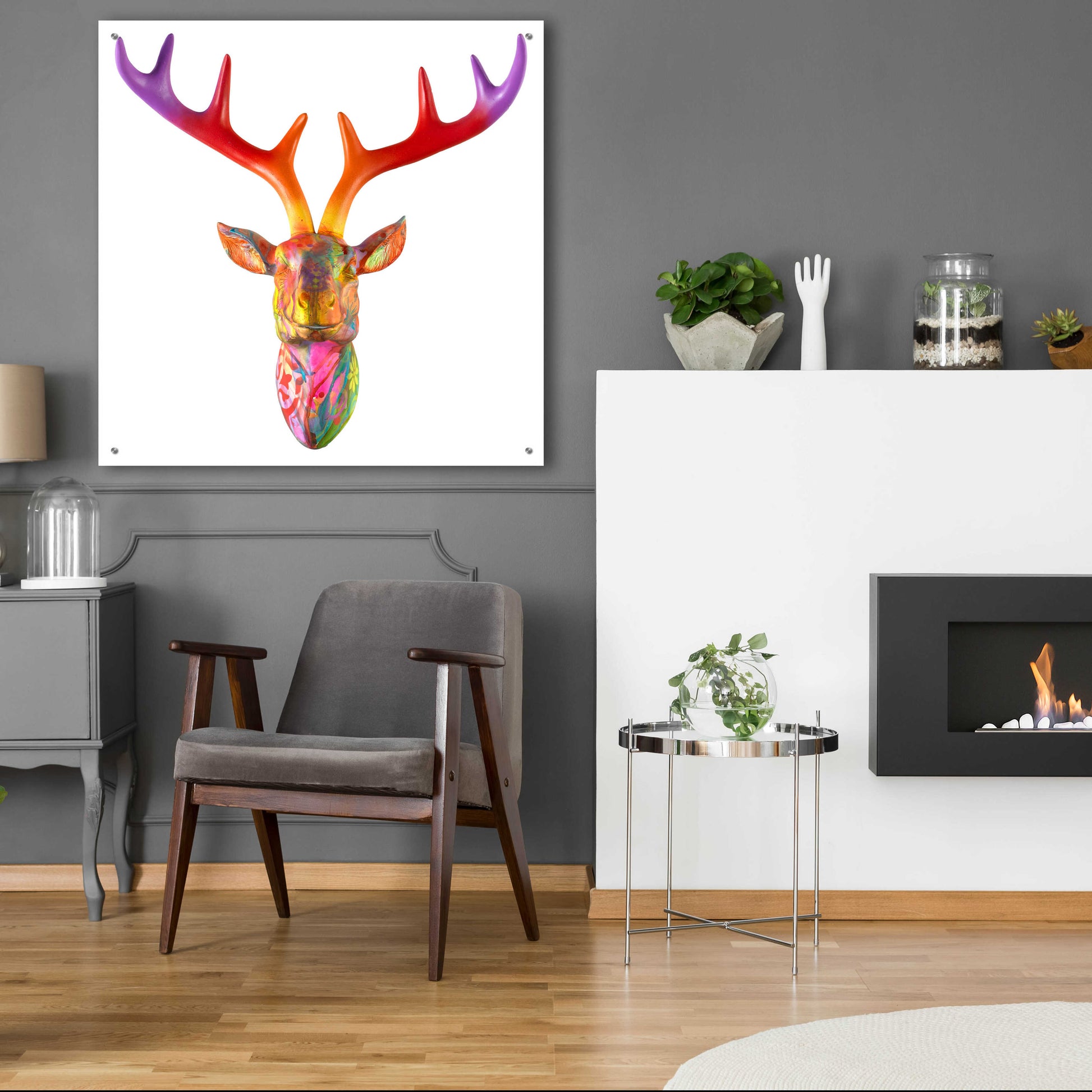 Epic Art 'Deer Bust' by Dean Russo, Acrylic Glass Wall Art,36x36