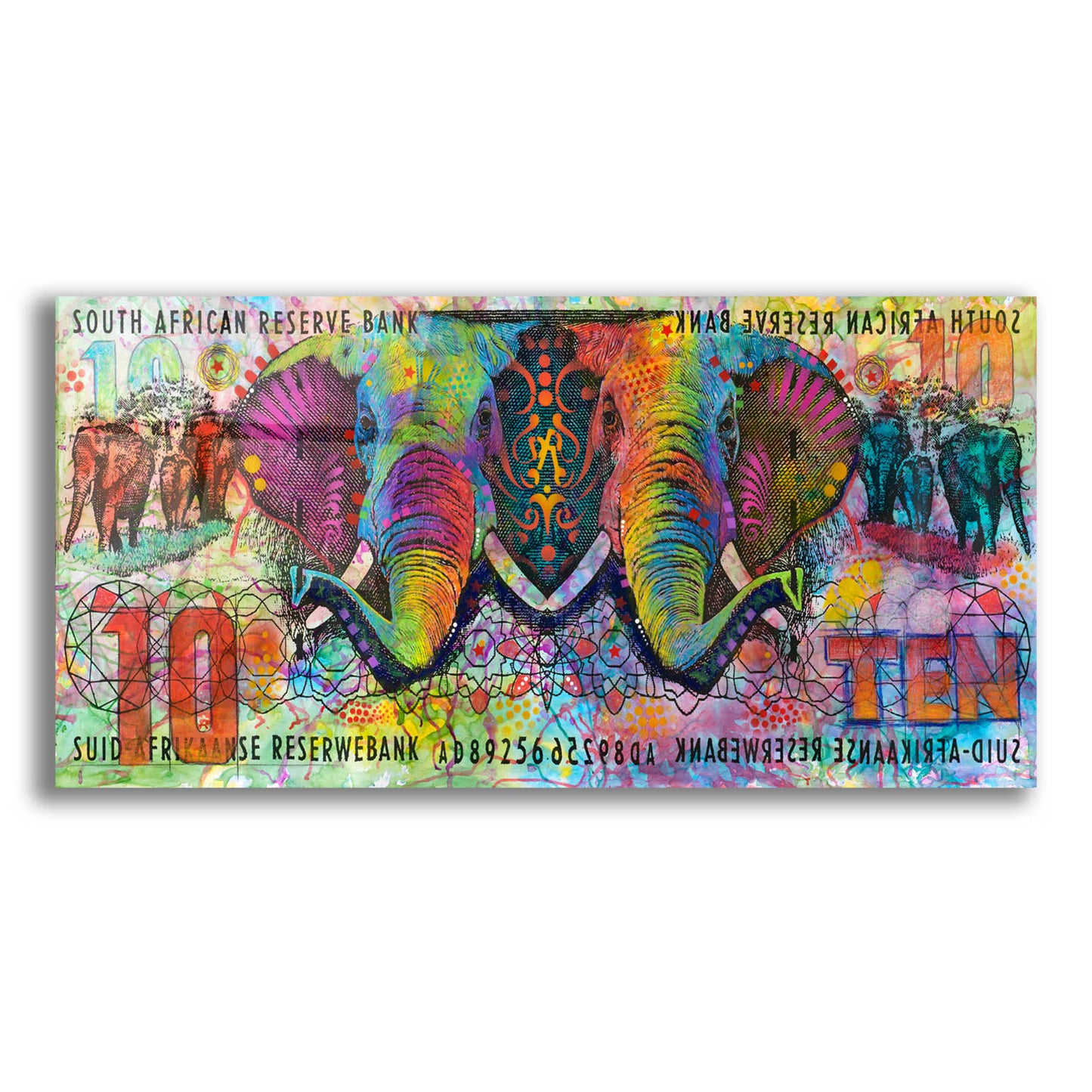 Epic Art 'Elephants' by Dean Russo, Acrylic Glass Wall Art,24x12