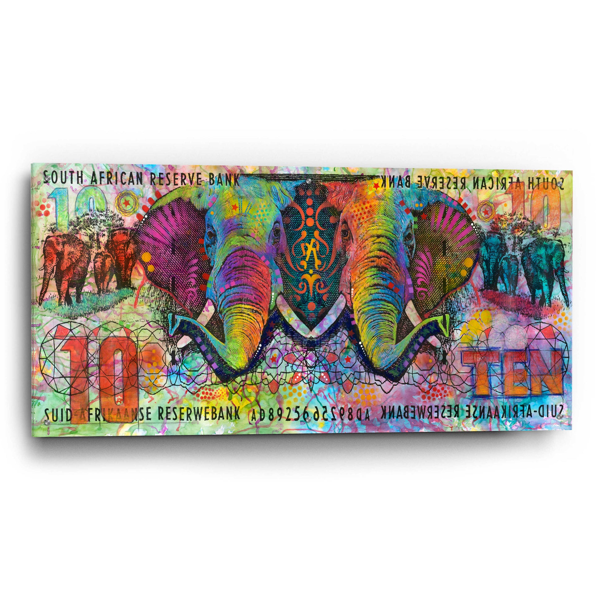 Epic Art 'Elephants' by Dean Russo, Acrylic Glass Wall Art,48x24