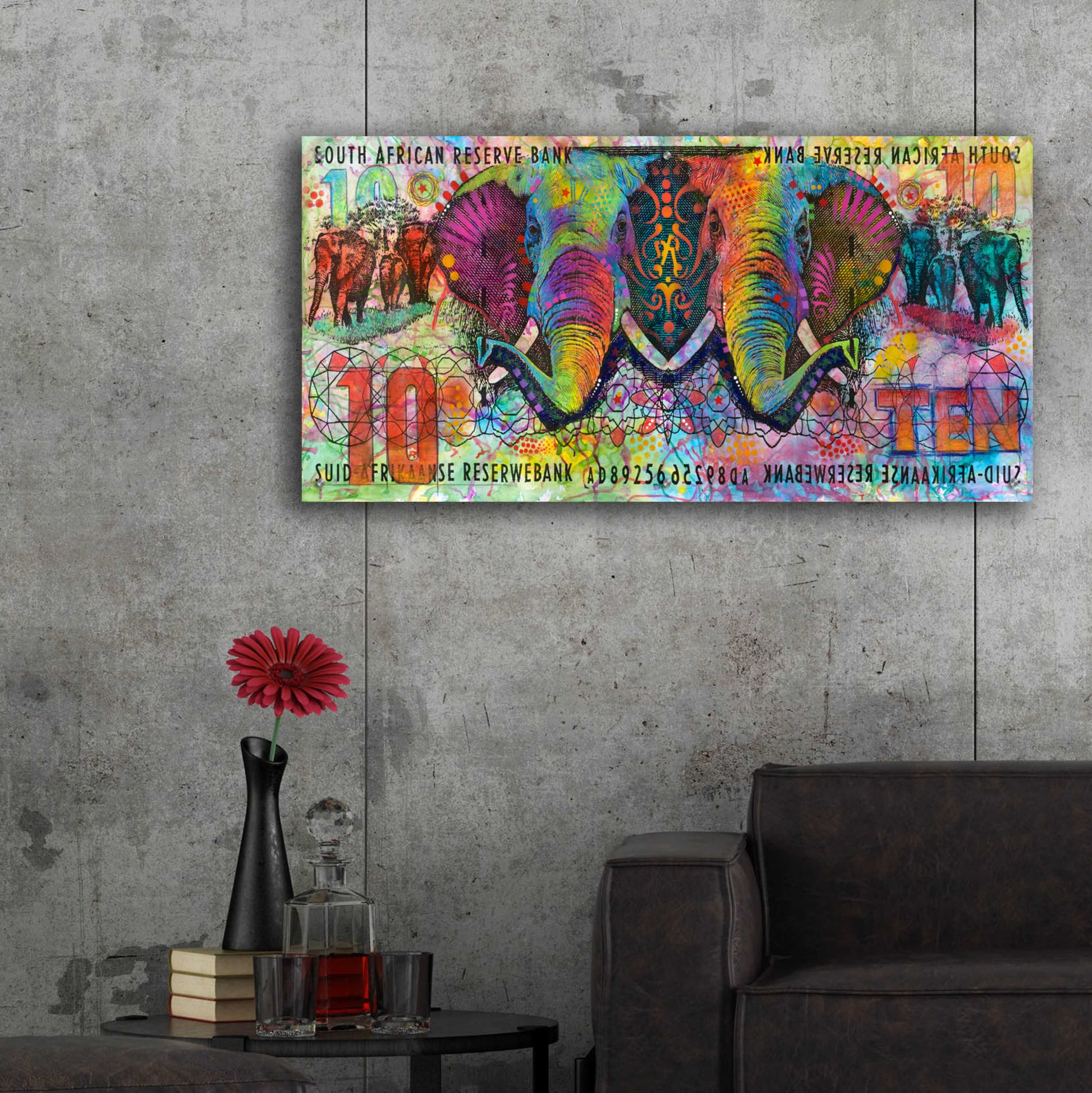 Epic Art 'Elephants' by Dean Russo, Acrylic Glass Wall Art,48x24