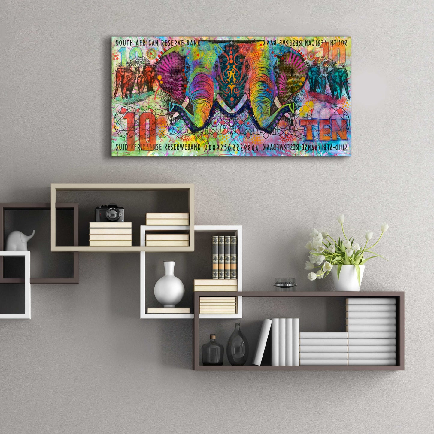 Epic Art 'Elephants' by Dean Russo, Acrylic Glass Wall Art,48x24