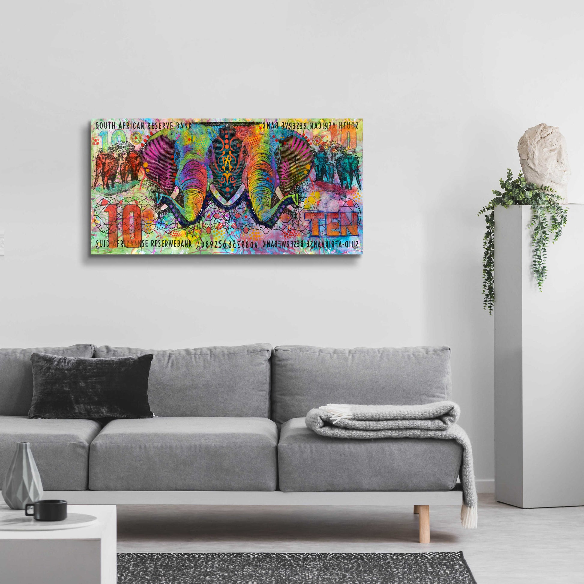 Epic Art 'Elephants' by Dean Russo, Acrylic Glass Wall Art,48x24