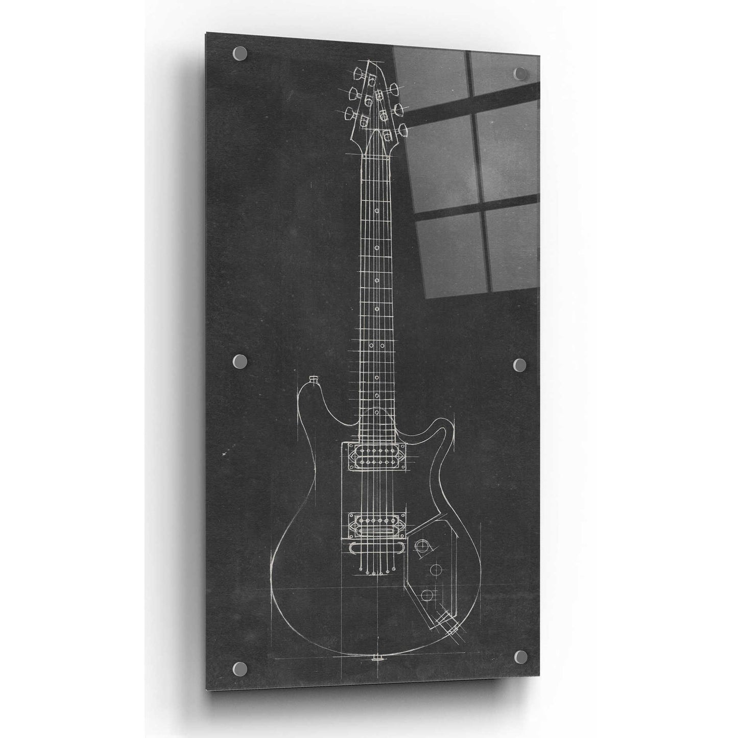 Epic Art 'Electric Guitar Blueprint II' by Ethan Harper, Acrylic Glass Wall Art,12x24