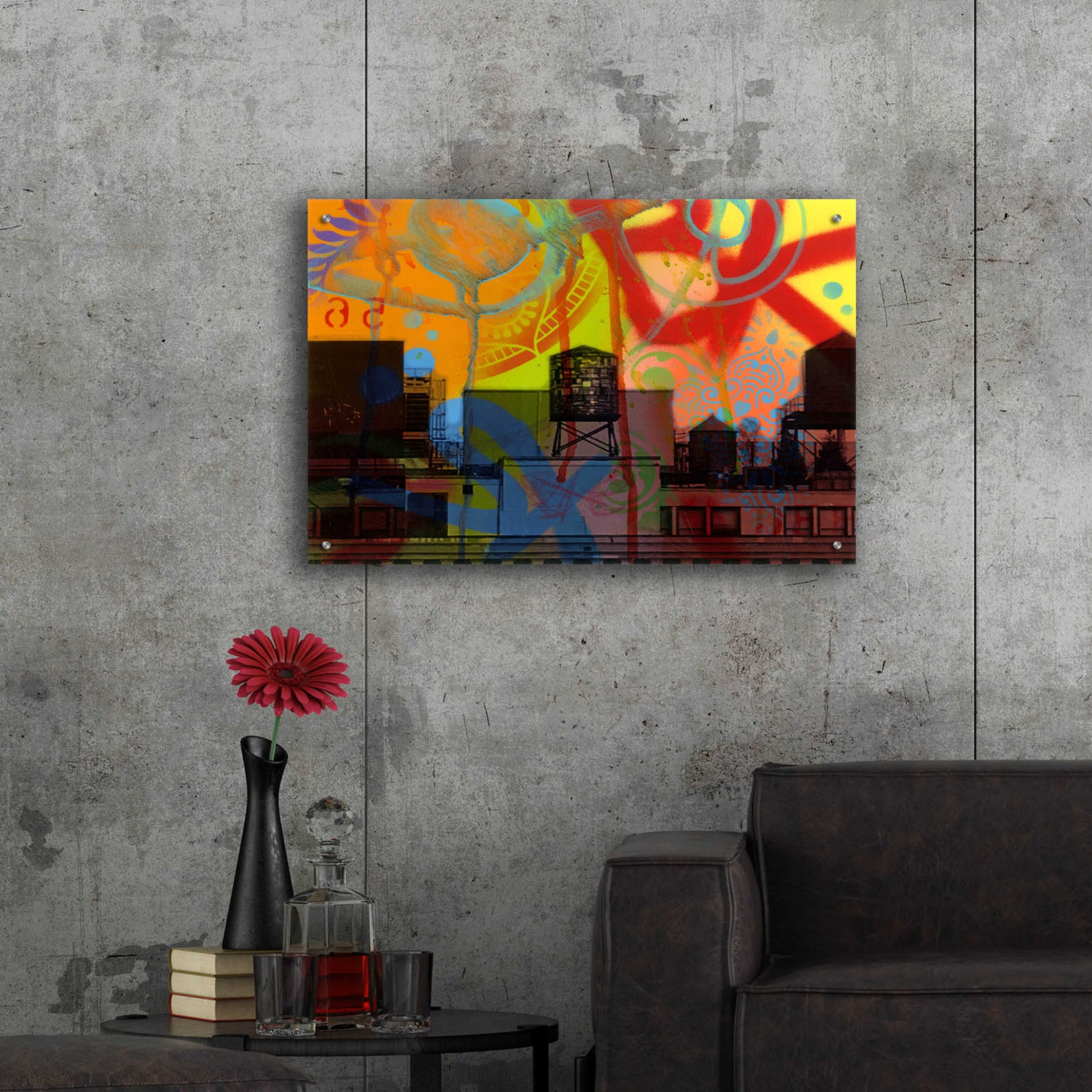 Epic Art 'Brooklyn Watertower' by Dean Russo, Acrylic Glass Wall Art,36x24