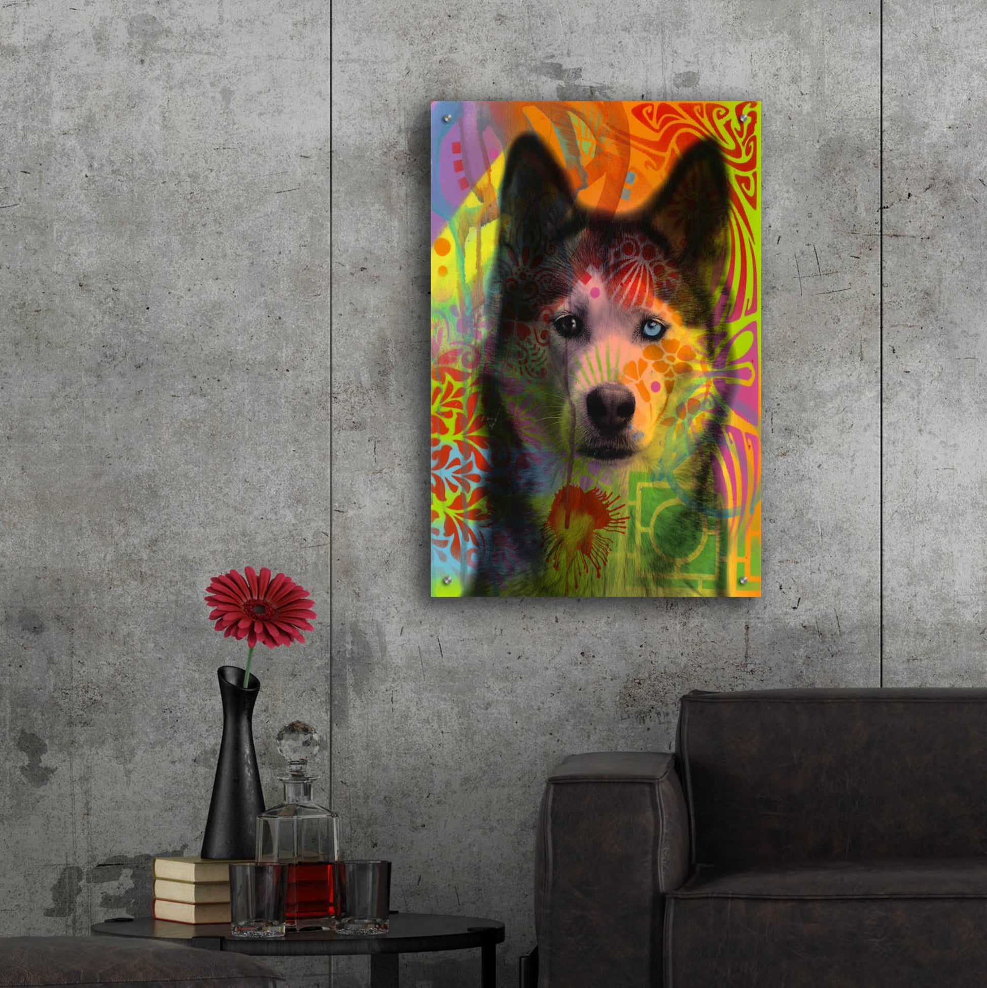 Epic Art 'Husky's Eye' by Dean Russo, Acrylic Glass Wall Art,24x36