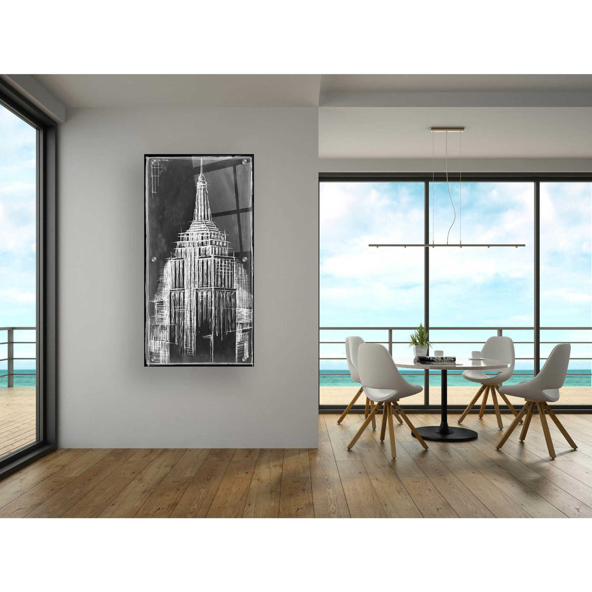 Epic Art 'Empire State Blueprint' by Ethan Harper, Acrylic Glass Wall Art,24x48
