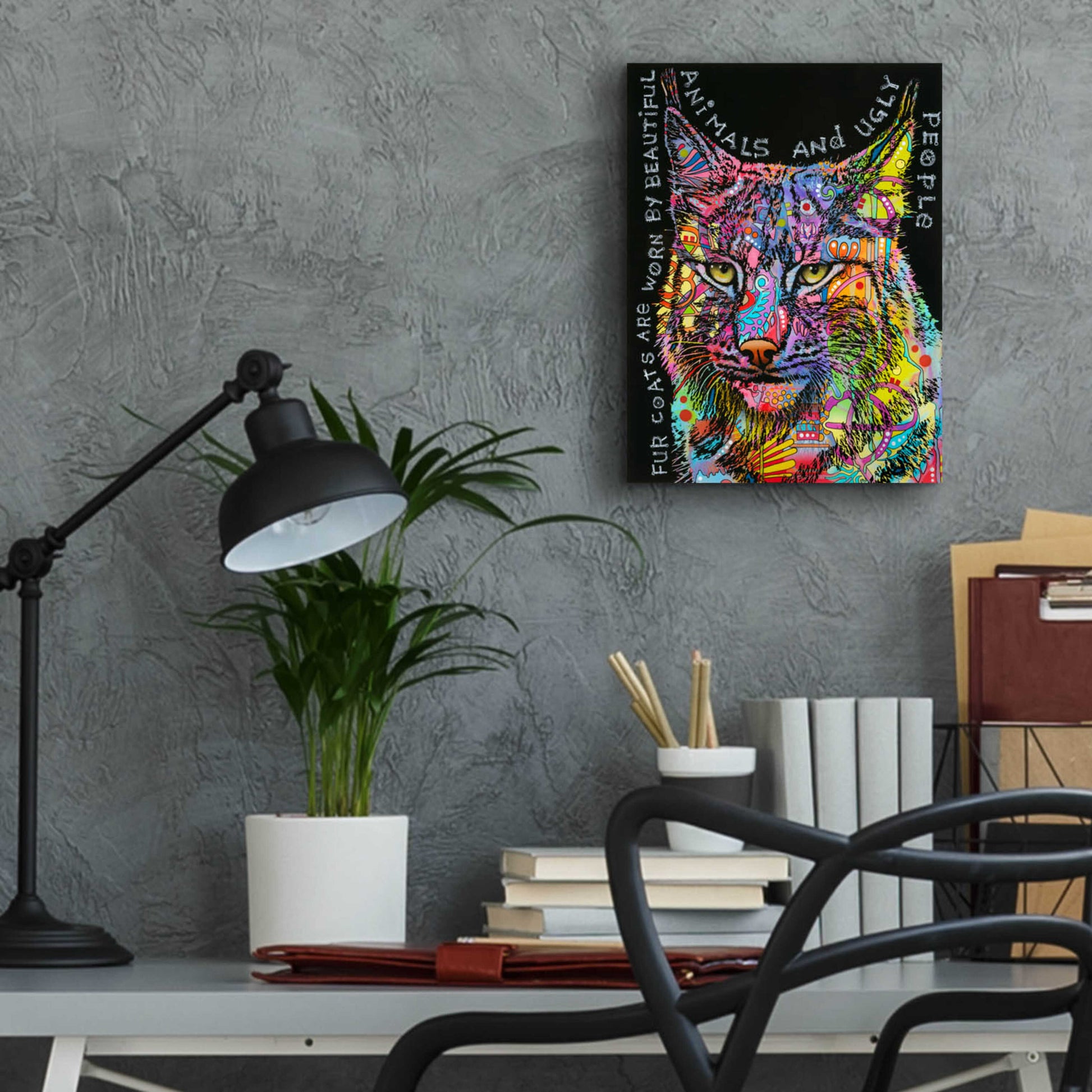 Epic Art 'Psychedelic Bobcat' by Dean Russo, Acrylic Glass Wall Art,12x16