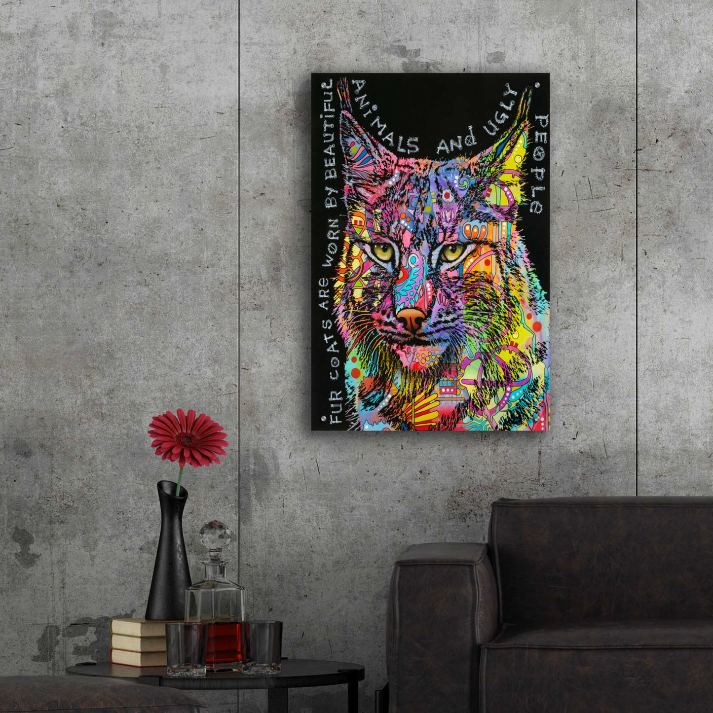 Epic Art 'Psychedelic Bobcat' by Dean Russo, Acrylic Glass Wall Art,24x36