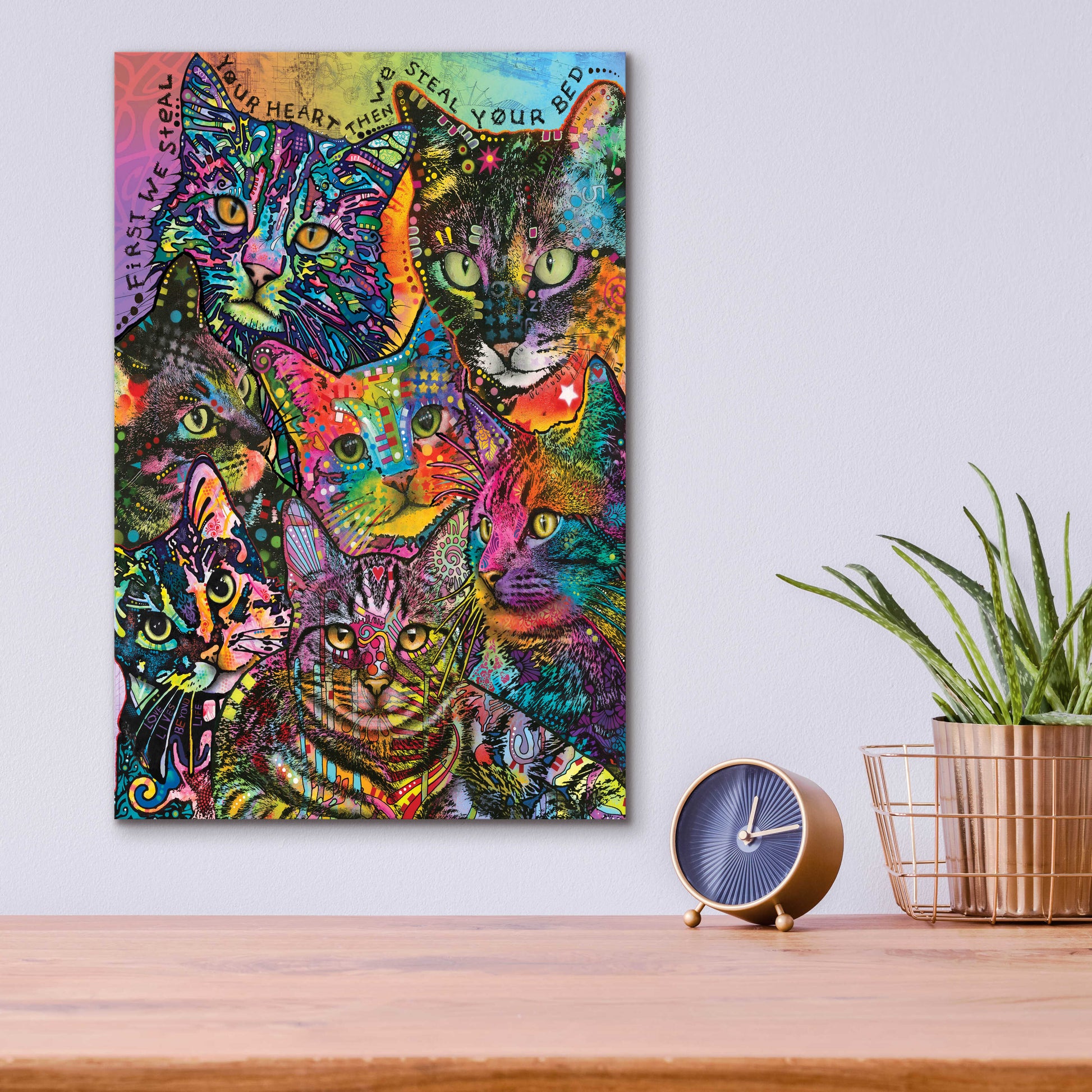 Epic Art 'Bed Cats' by Dean Russo, Acrylic Glass Wall Art,12x16