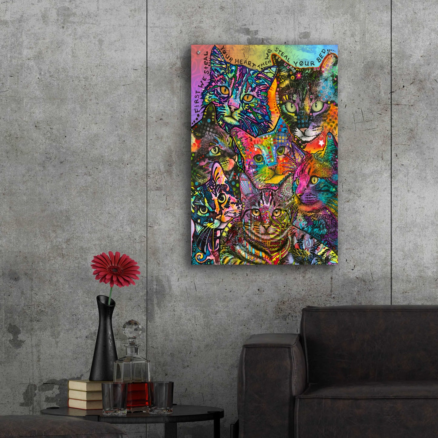 Epic Art 'Bed Cats' by Dean Russo, Acrylic Glass Wall Art,24x36