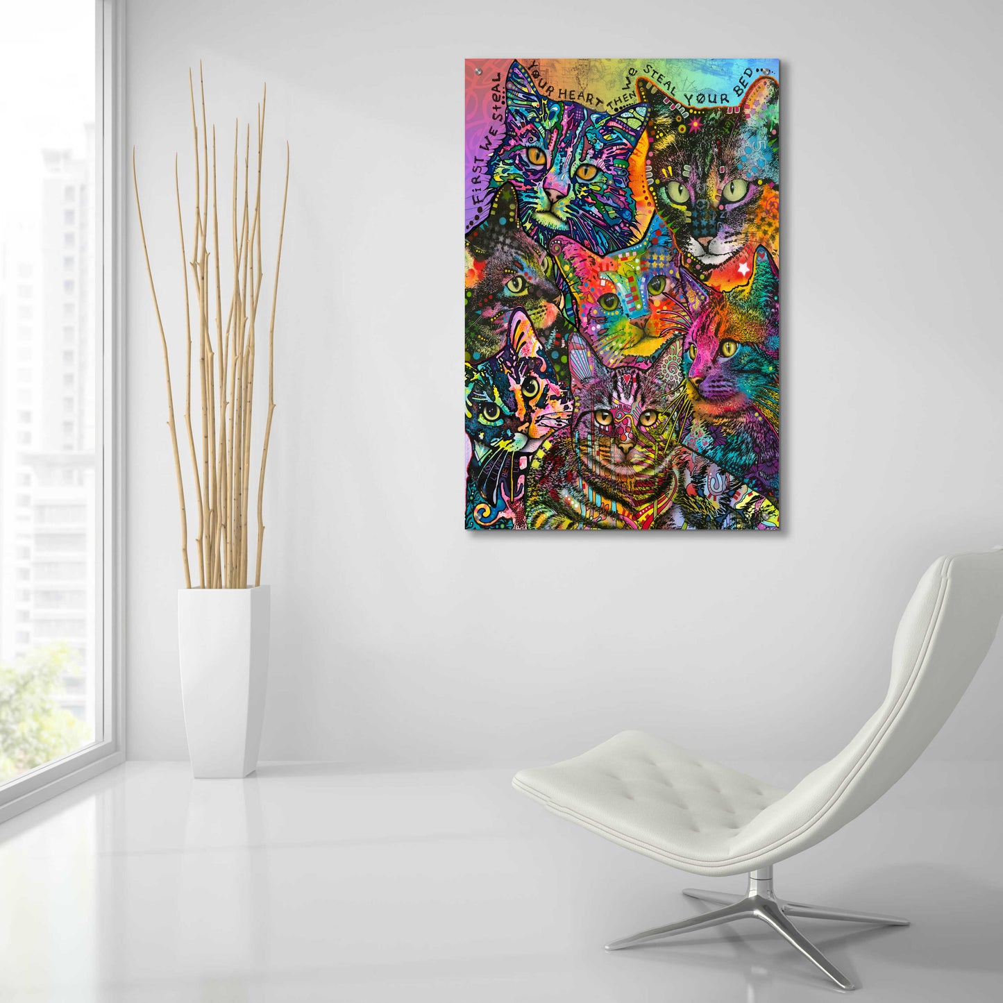 Epic Art 'Bed Cats' by Dean Russo, Acrylic Glass Wall Art,24x36