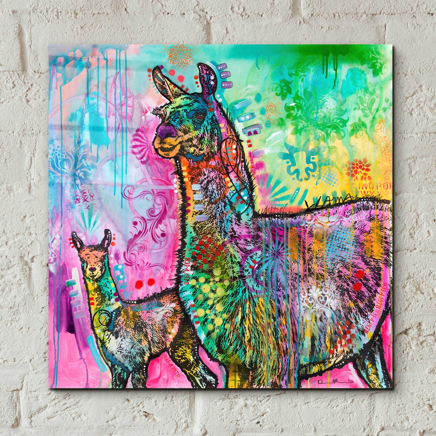 Epic Art 'Psychedelic Llama' by Dean Russo, Acrylic Glass Wall Art,12x12